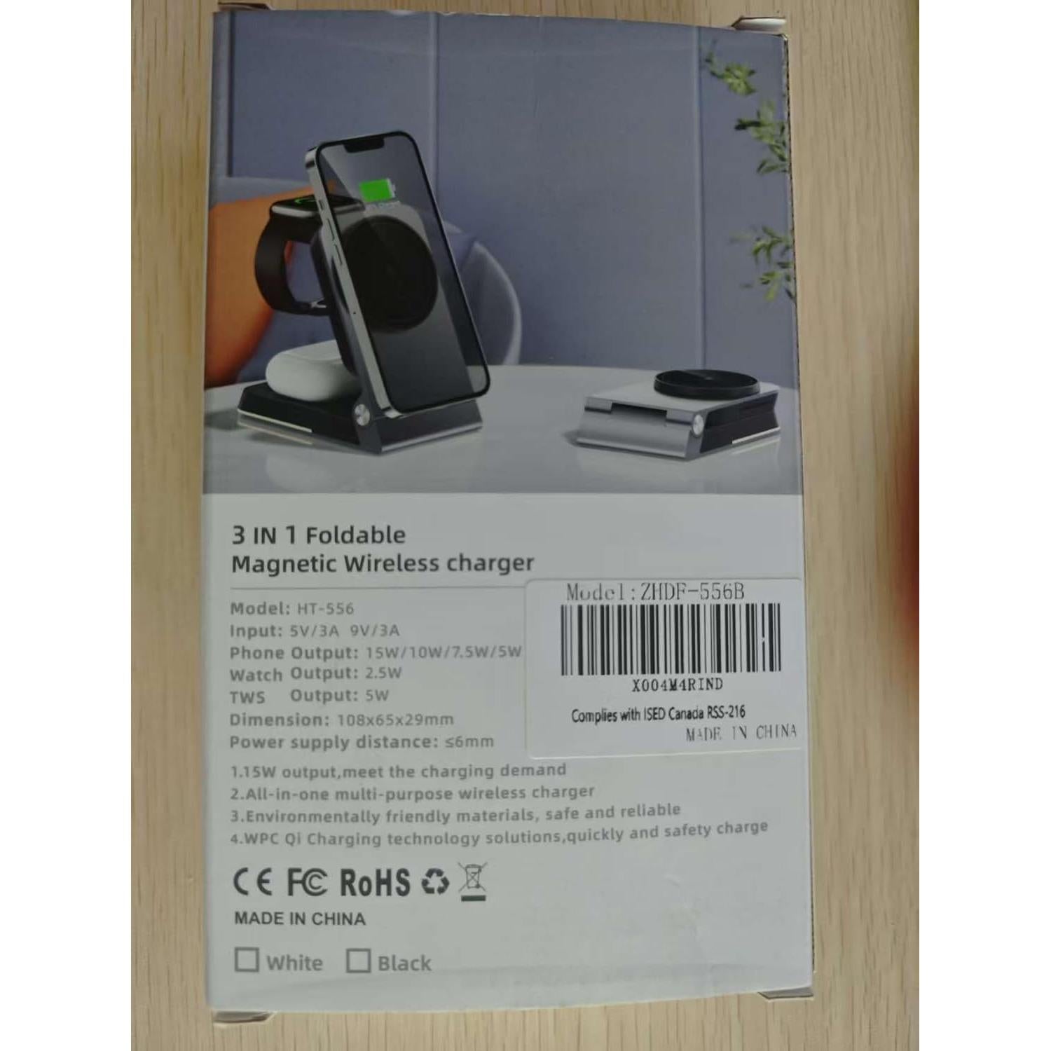 Cargador Inalámbrico 3 en 1 Egognaw con Luz Nocturna