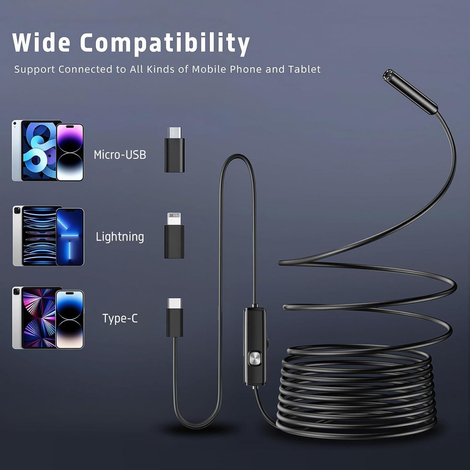 Cámara Endoscópica HD 1920P Medetayi 5m con Luz LED Ajustable