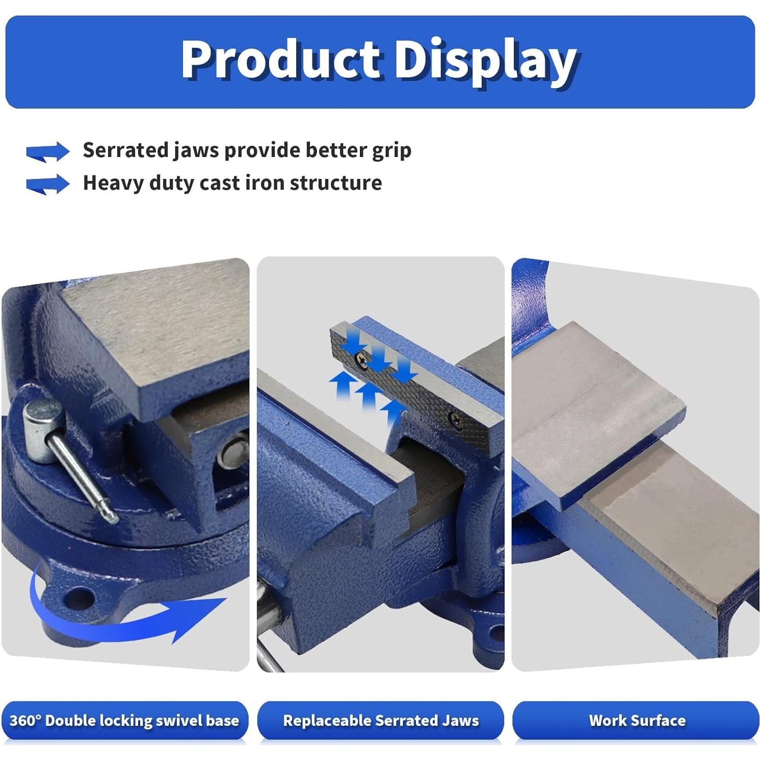 Tornillo de banco de alta resistencia Nakkaa 150mm con base giratoria