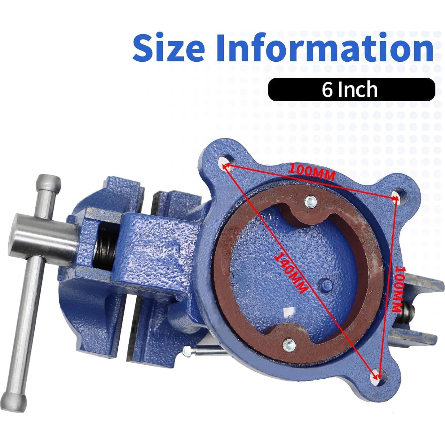 Tornillo de banco de alta resistencia Nakkaa 150mm con base giratoria