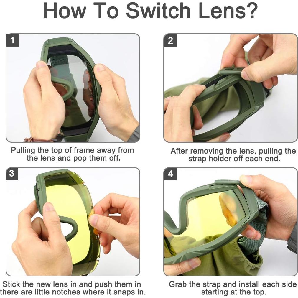 Gafas Tácticas Xaegistac S06 con 3 Lentes Intercambiables