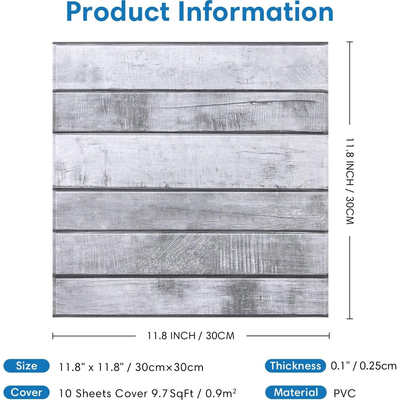 Paneles de Pared 3D Autoadhesivos COMSTICKC Gris Vintage 10 Piezas