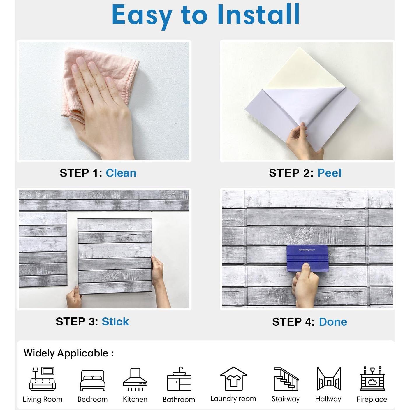 Paneles de Pared 3D Autoadhesivos COMSTICKC Gris Vintage 10 Piezas