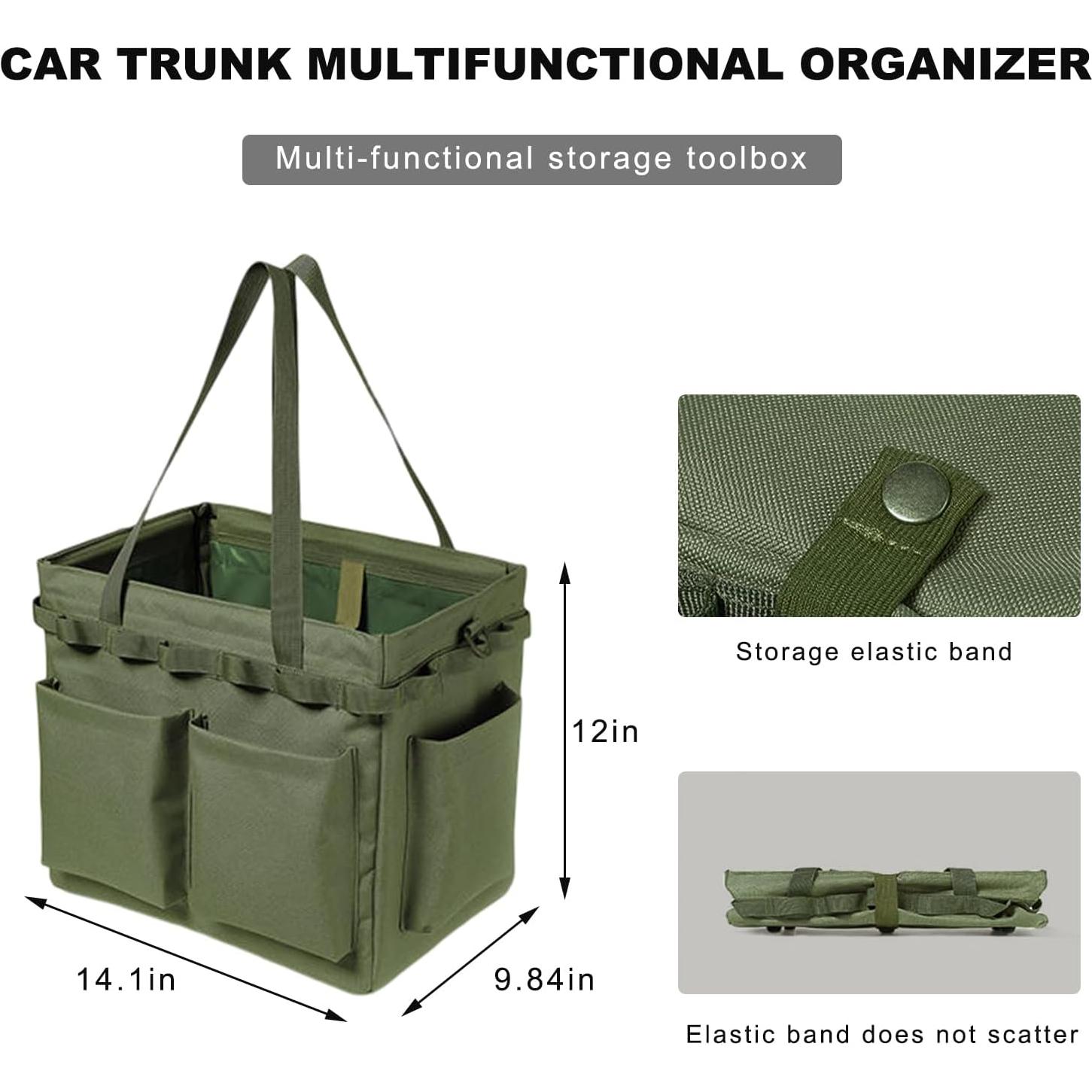 Organizador de Maletero de Coche NYTKL Verde Militar 36.1x24.9x30.5cm