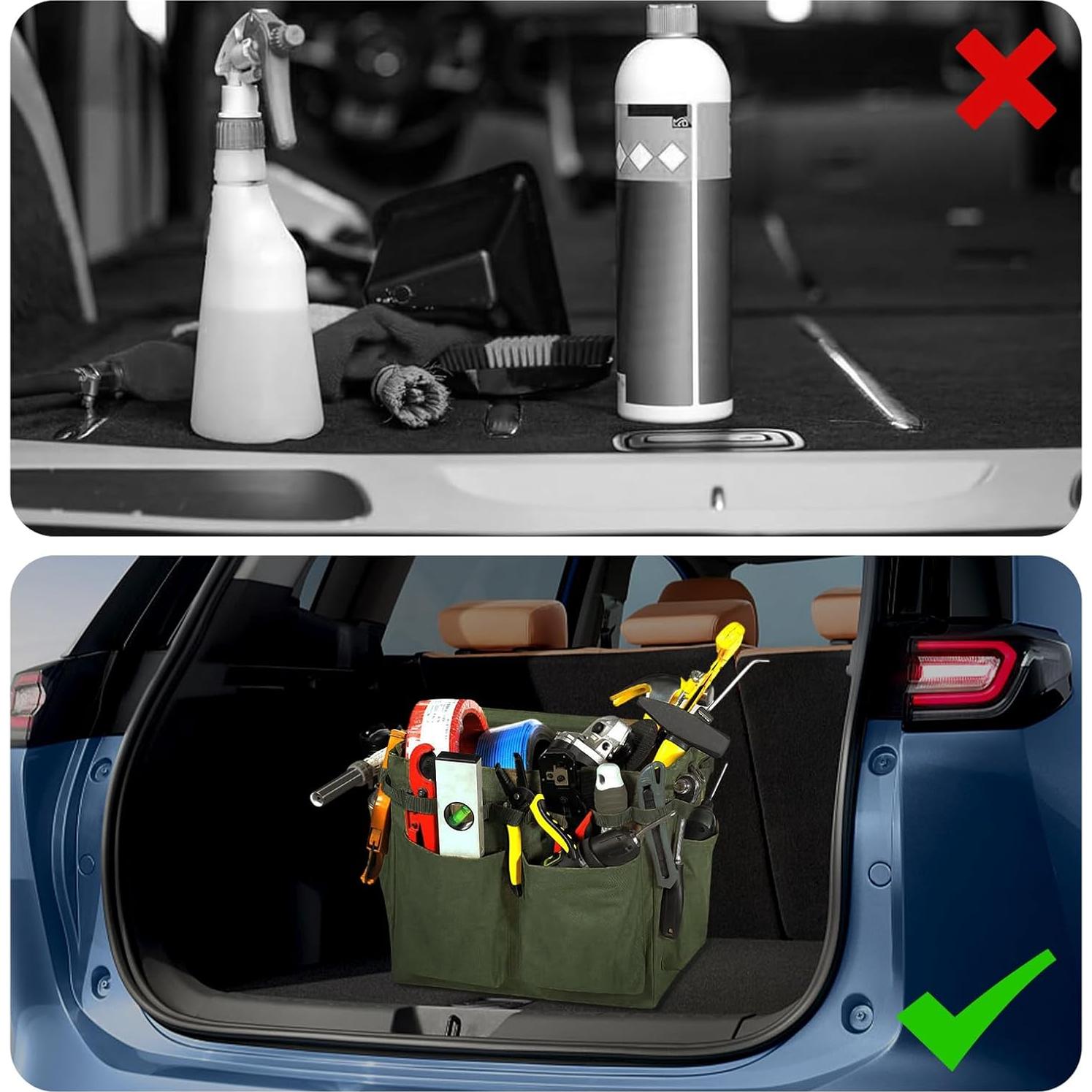 Organizador de Maletero de Coche NYTKL Verde Militar 36.1x24.9x30.5cm