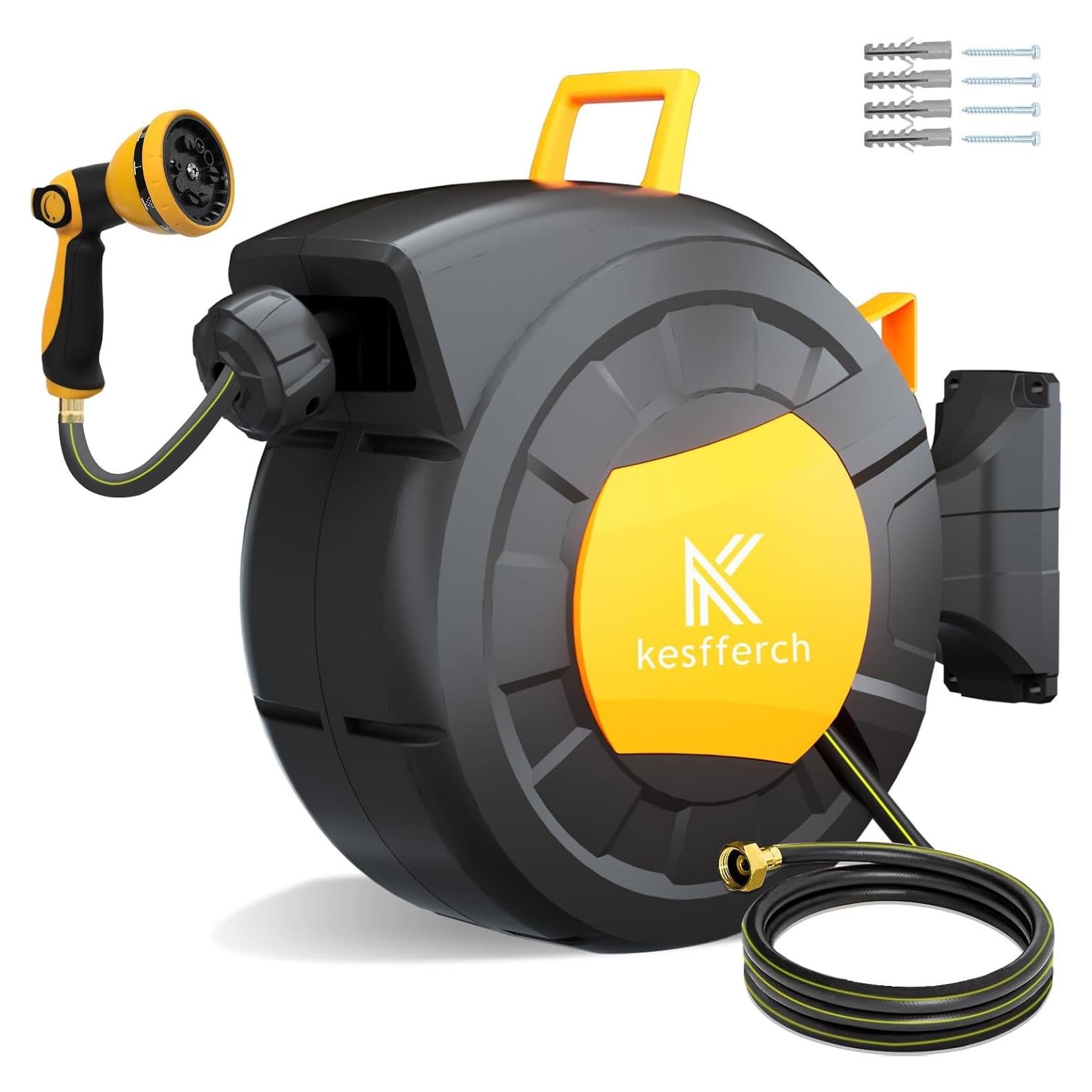 Carrete de Manguera de Jardín Retráctil Kesfferch 19.81m