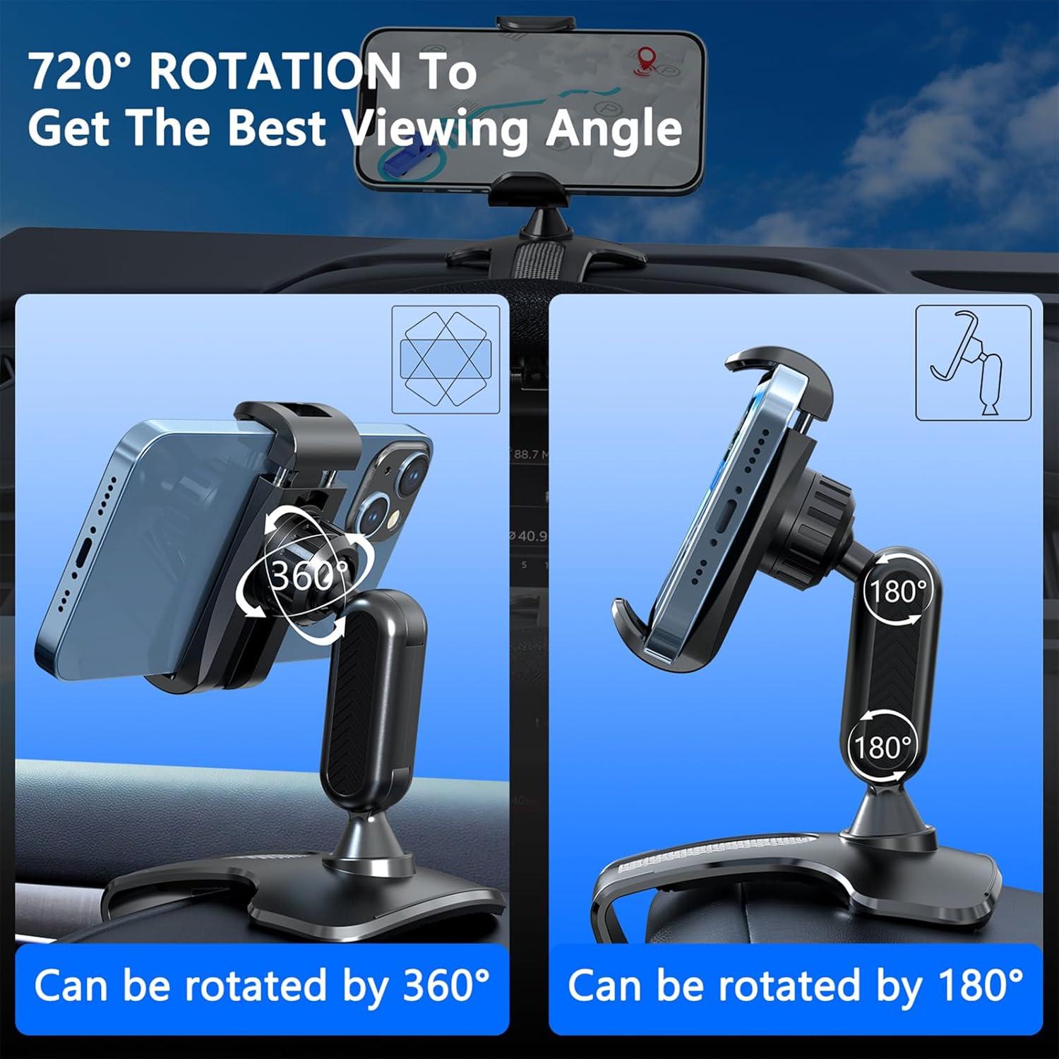 Soporte para teléfono en tablero coche RIEMKSL 360° Negro