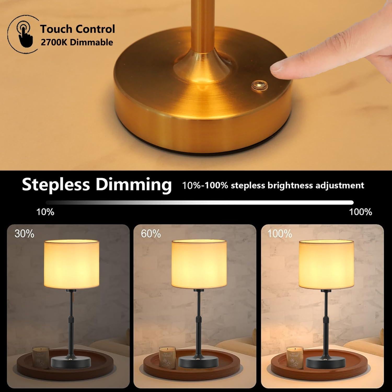 Lámpara de Mesa Inalámbrica Recargable TD002 - Negro