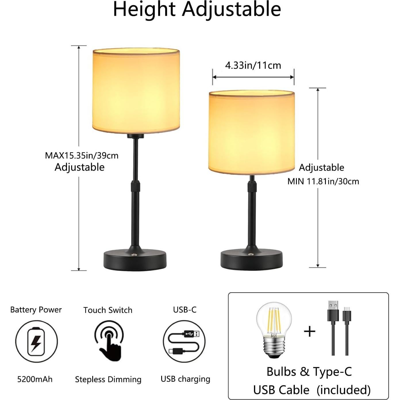 Lámpara de Mesa Inalámbrica Recargable TD002 - Negro