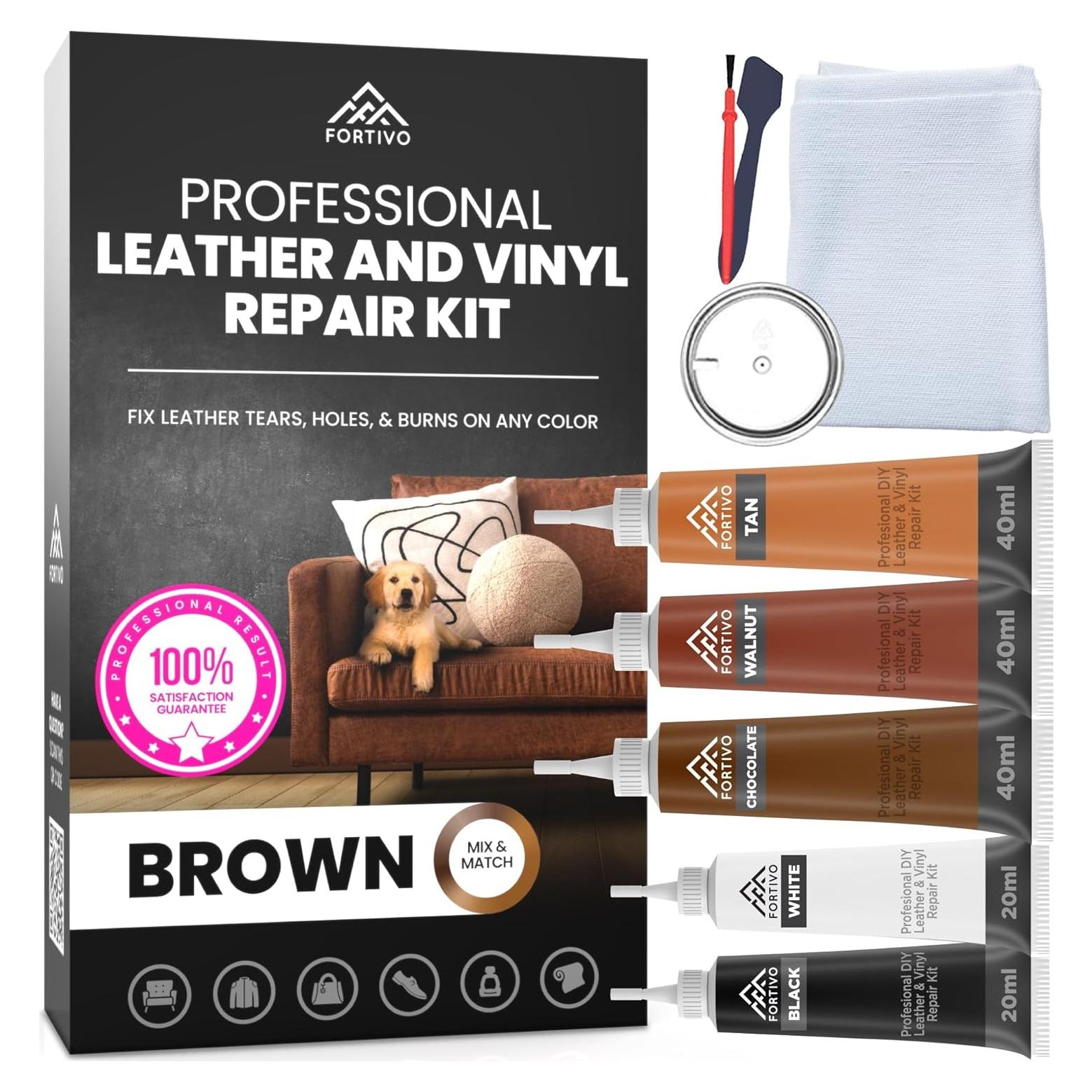Kit de Reparación de Vinilo Marrón FORTIVO - Gel para Cuero