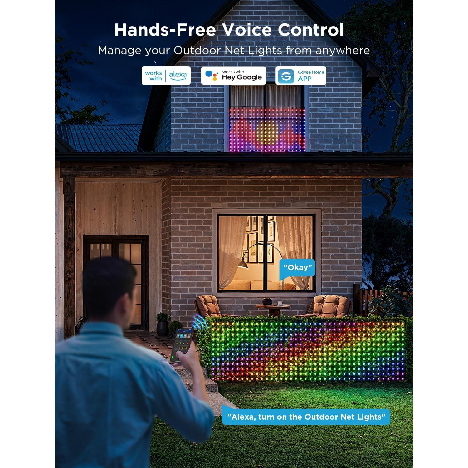 Luces de Red para Exterior Govee H6810, 0.86 x 1.43 m, RGBIC