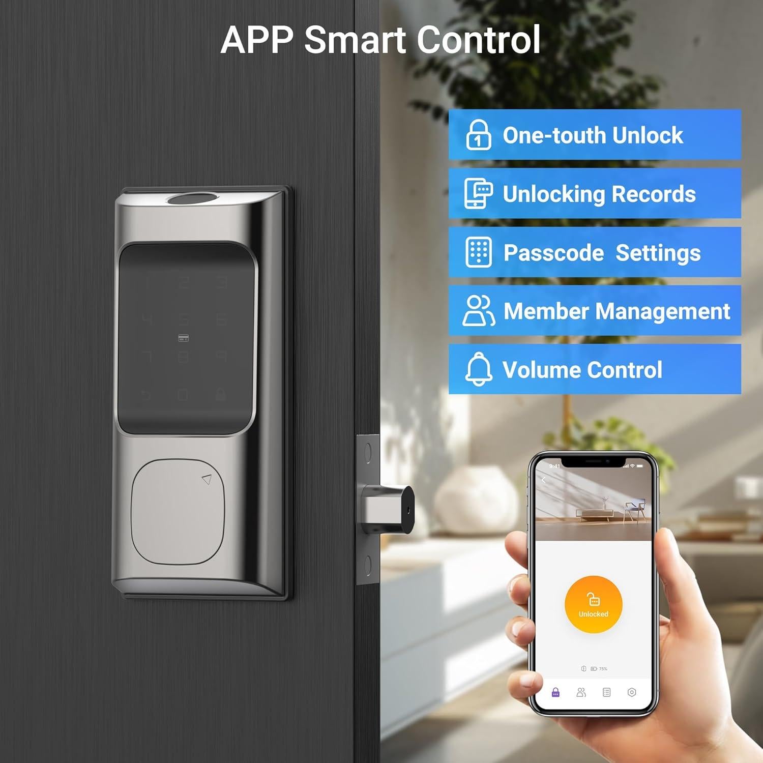 Cerradura Inteligente WiFi Saulex DB02 con Huella Digital 5 en 1