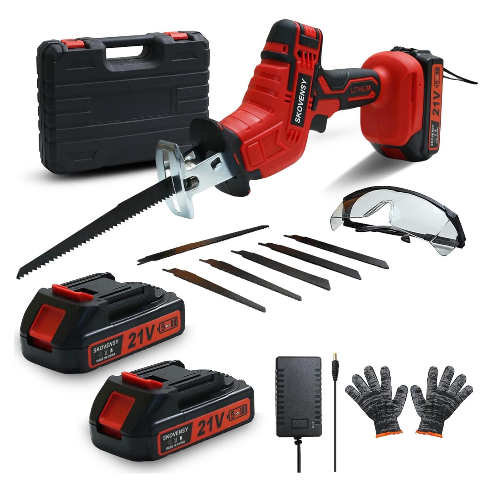 Sierra Recíproca Inalámbrica SKOVENSY 21V 2 Baterías 7 Cuchillas