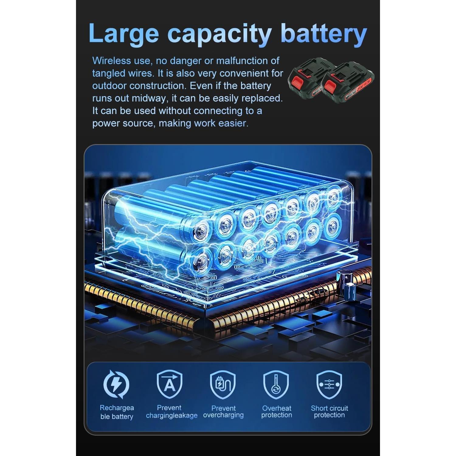 Sierra Recíproca Inalámbrica SKOVENSY 21V 2 Baterías 7 Cuchillas