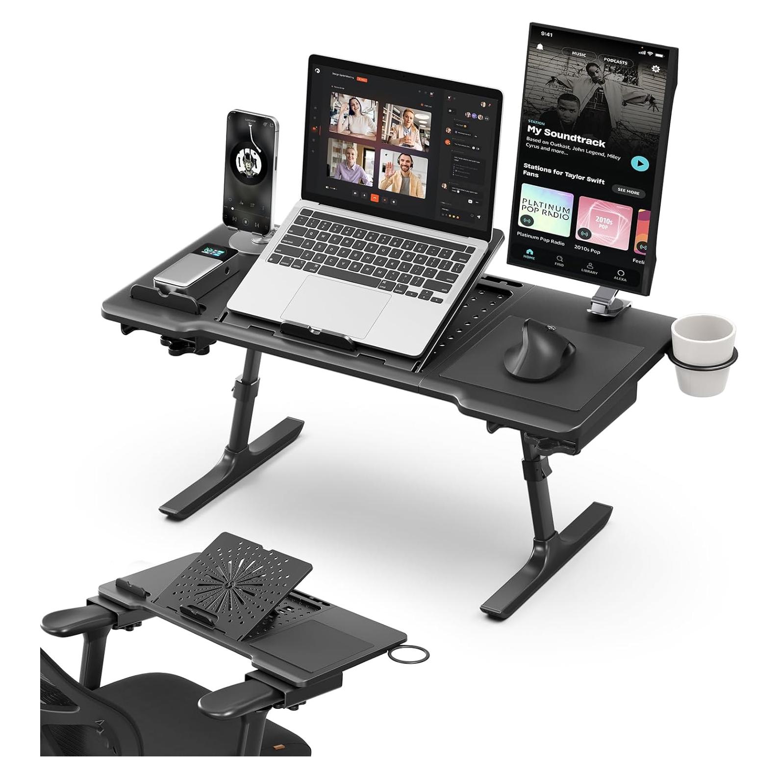 Mesa de cama ajustable Newtral LAPRO-B, negra, plegable