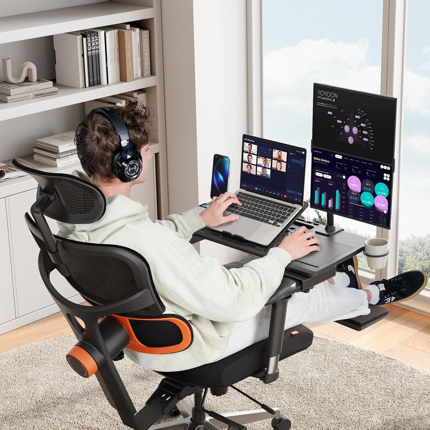 Mesa de cama ajustable Newtral LAPRO-B, negra, plegable