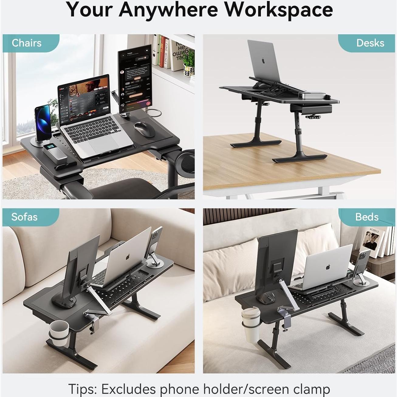 Mesa de cama ajustable Newtral LAPRO-B, negra, plegable