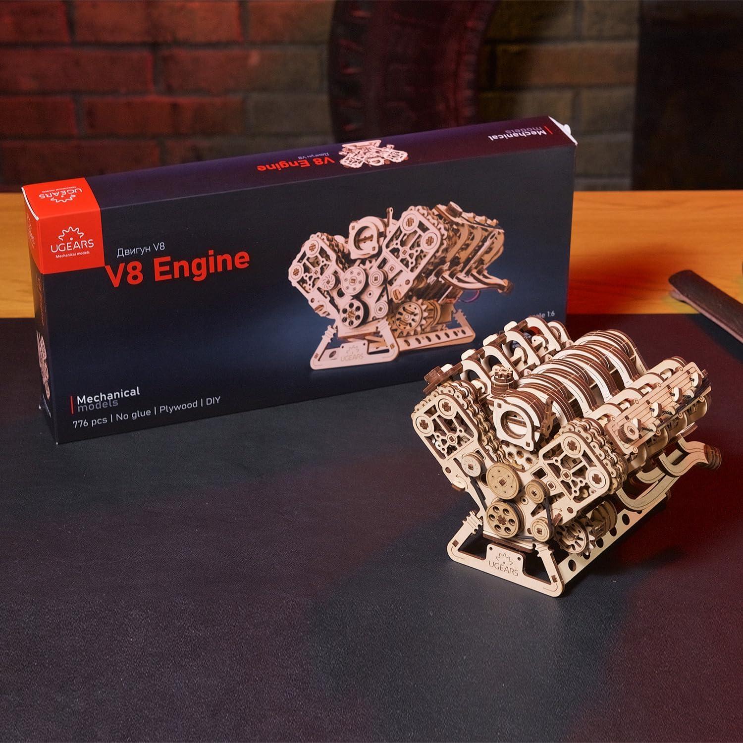 Kit de Modelo de Motor V8 UGEARS - Rompecabezas 3D de Madera