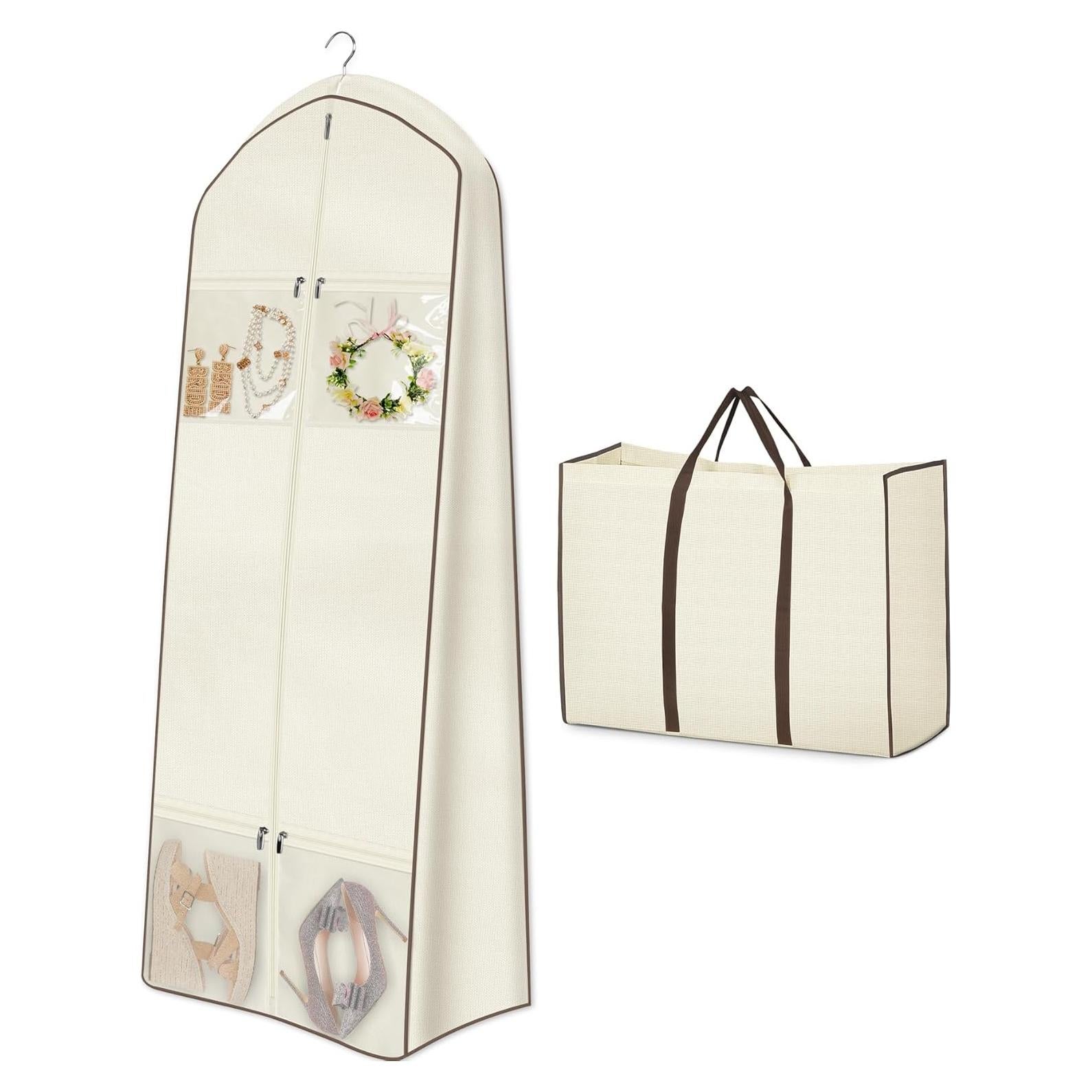 Bolsa para Vestido de Novia MISSLO Beige 165 cm con 4 Bolsillos