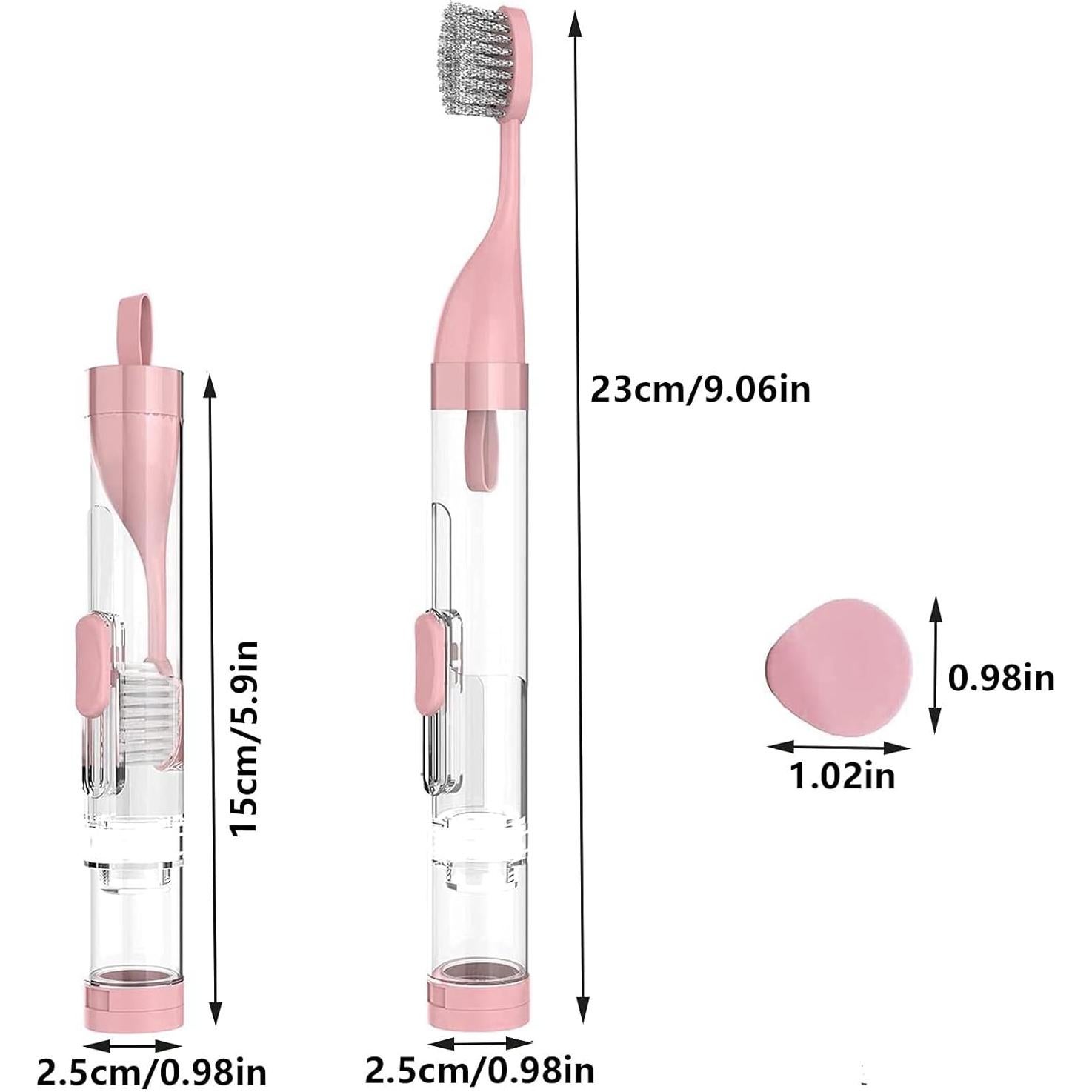 Kit de Cepillo de Dientes de Viaje Plegable 2 Piezas Azul/Rosa