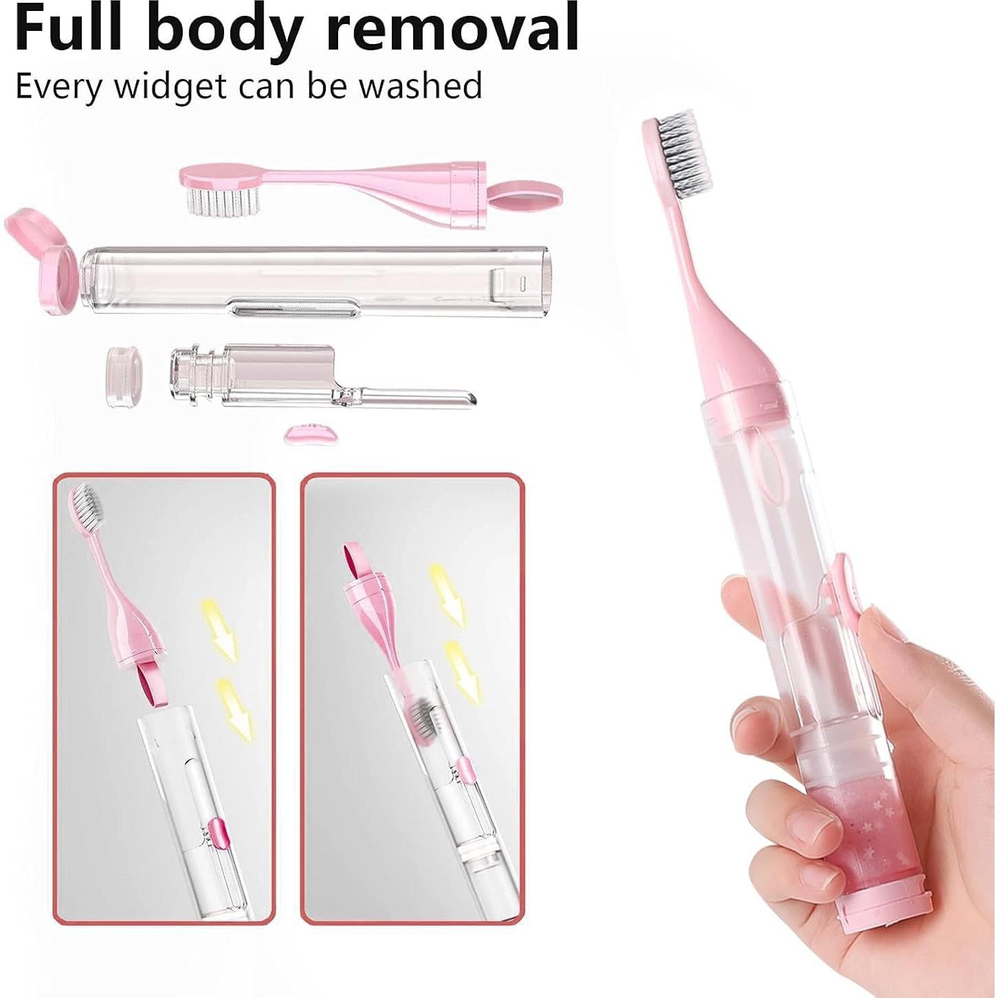 Kit de Cepillo de Dientes de Viaje Plegable 2 Piezas Azul/Rosa