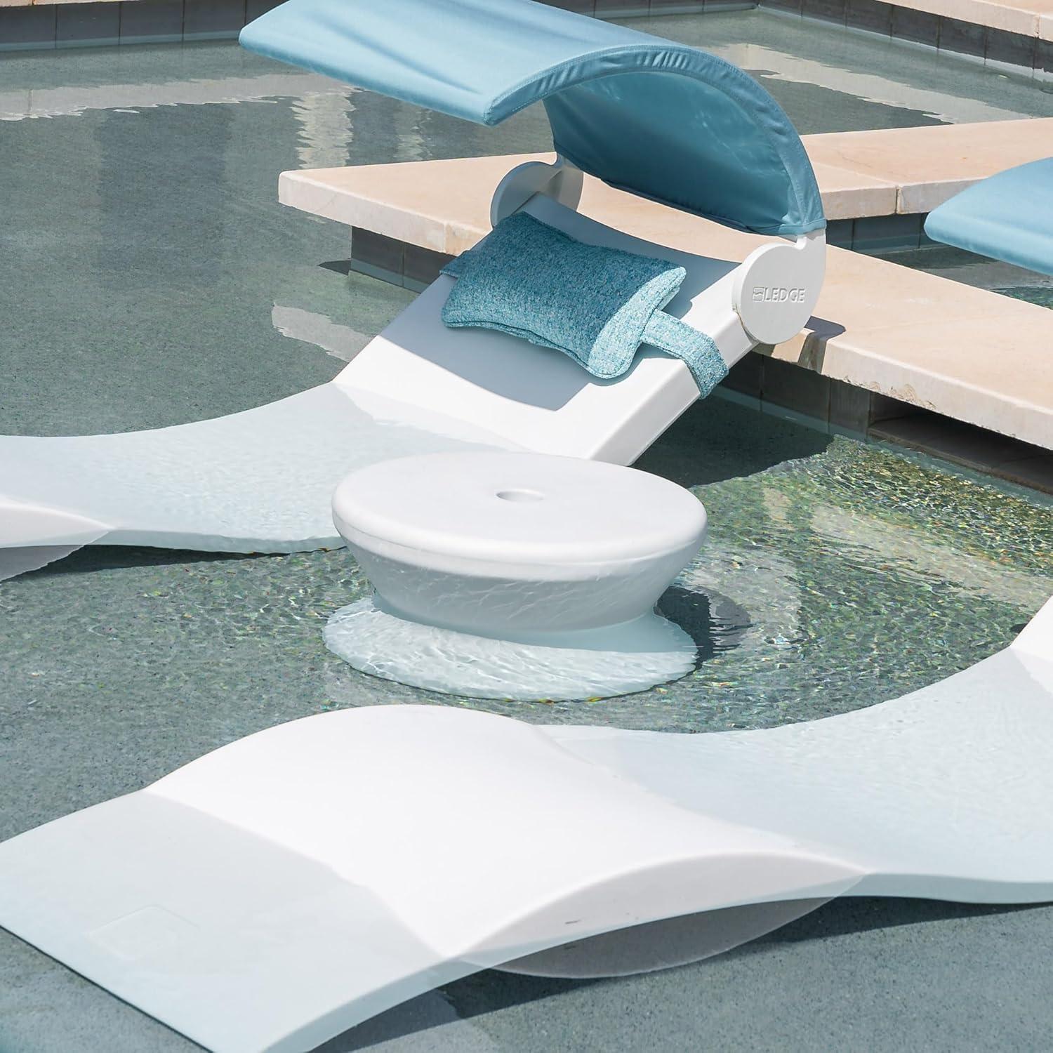 Mesa Lateral Ledge Lounger Blanca con Agujero para Paraguas