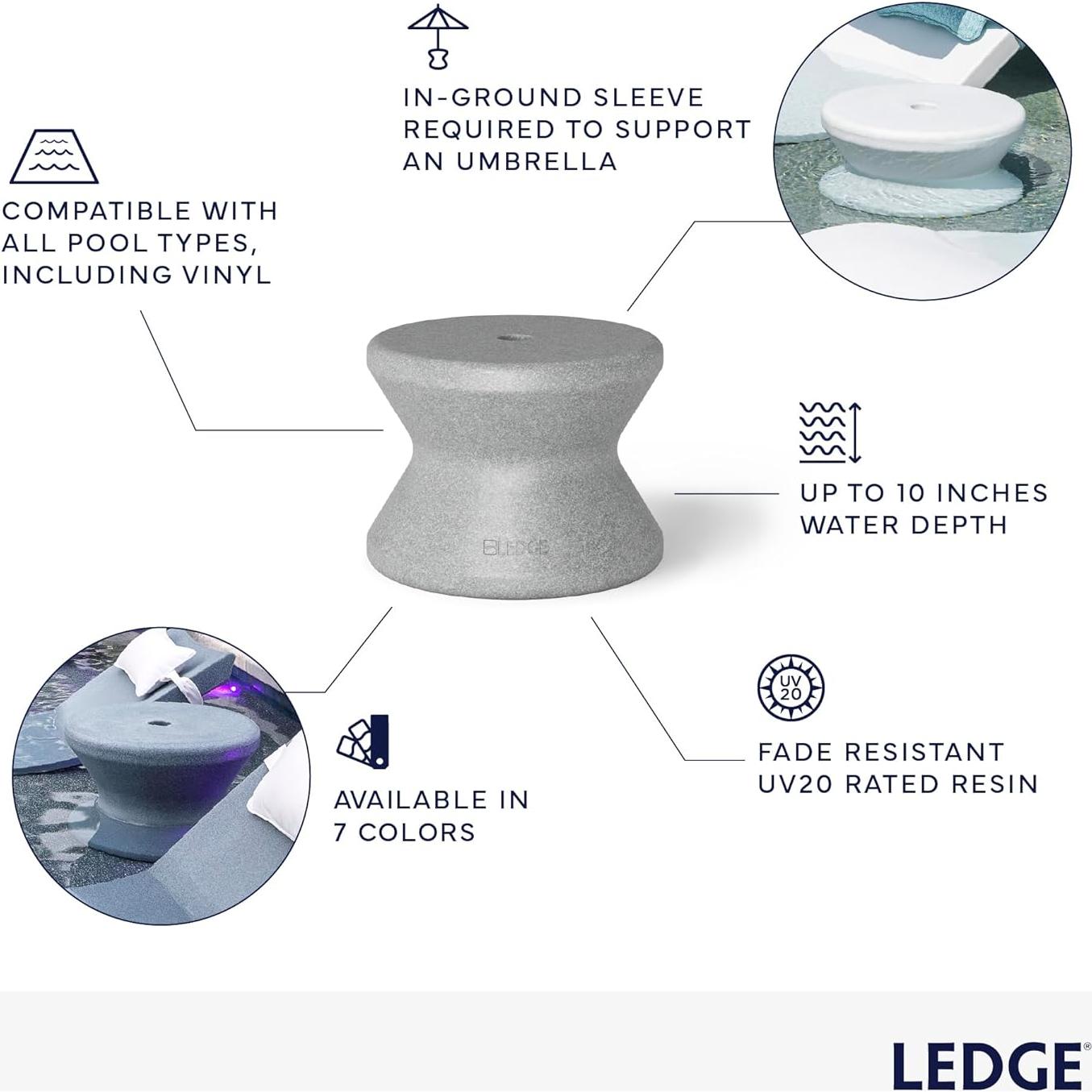 Mesa Lateral Ledge Lounger Blanca con Agujero para Paraguas