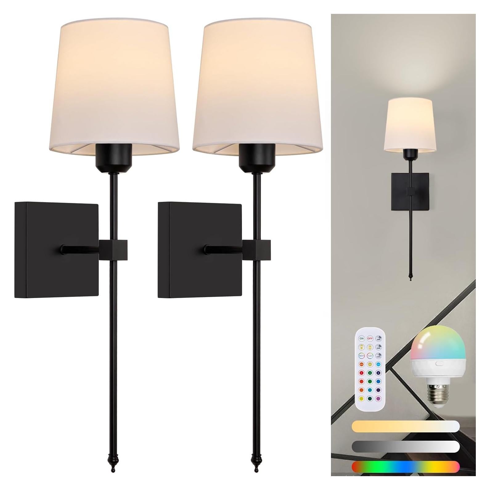 Juego de 2 Apliques de Pared Inalámbricos ZEROUNO RGB