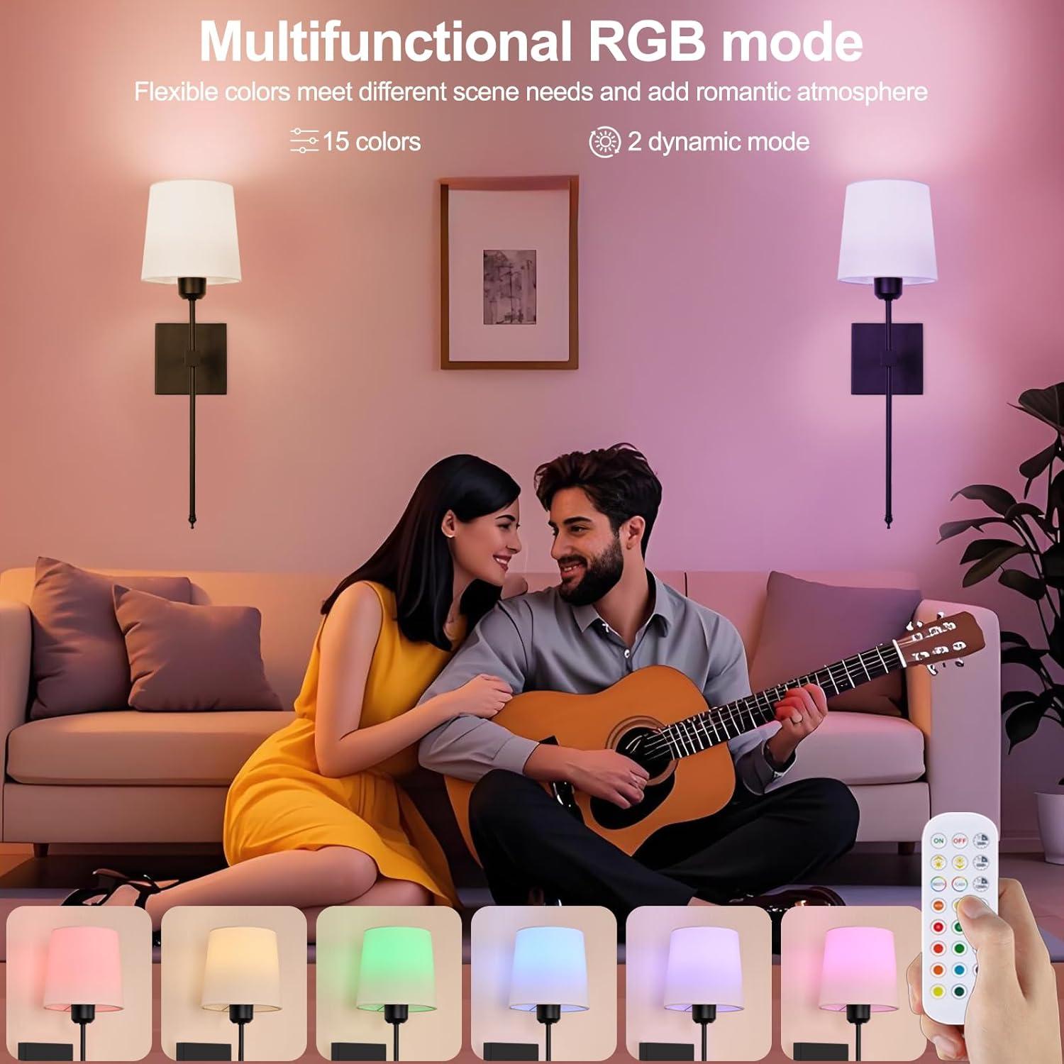 Juego de 2 Apliques de Pared Inalámbricos ZEROUNO RGB