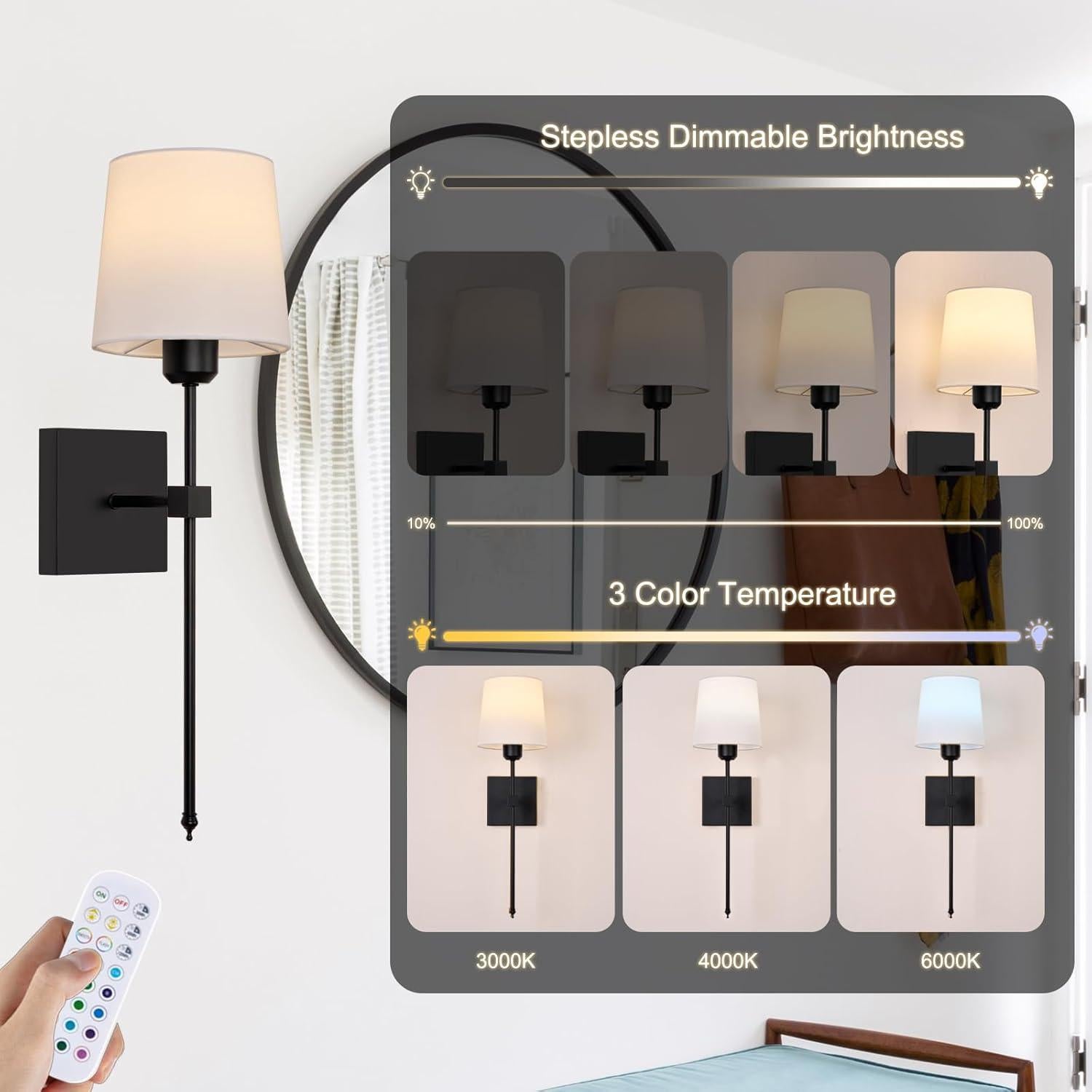 Juego de 2 Apliques de Pared Inalámbricos ZEROUNO RGB