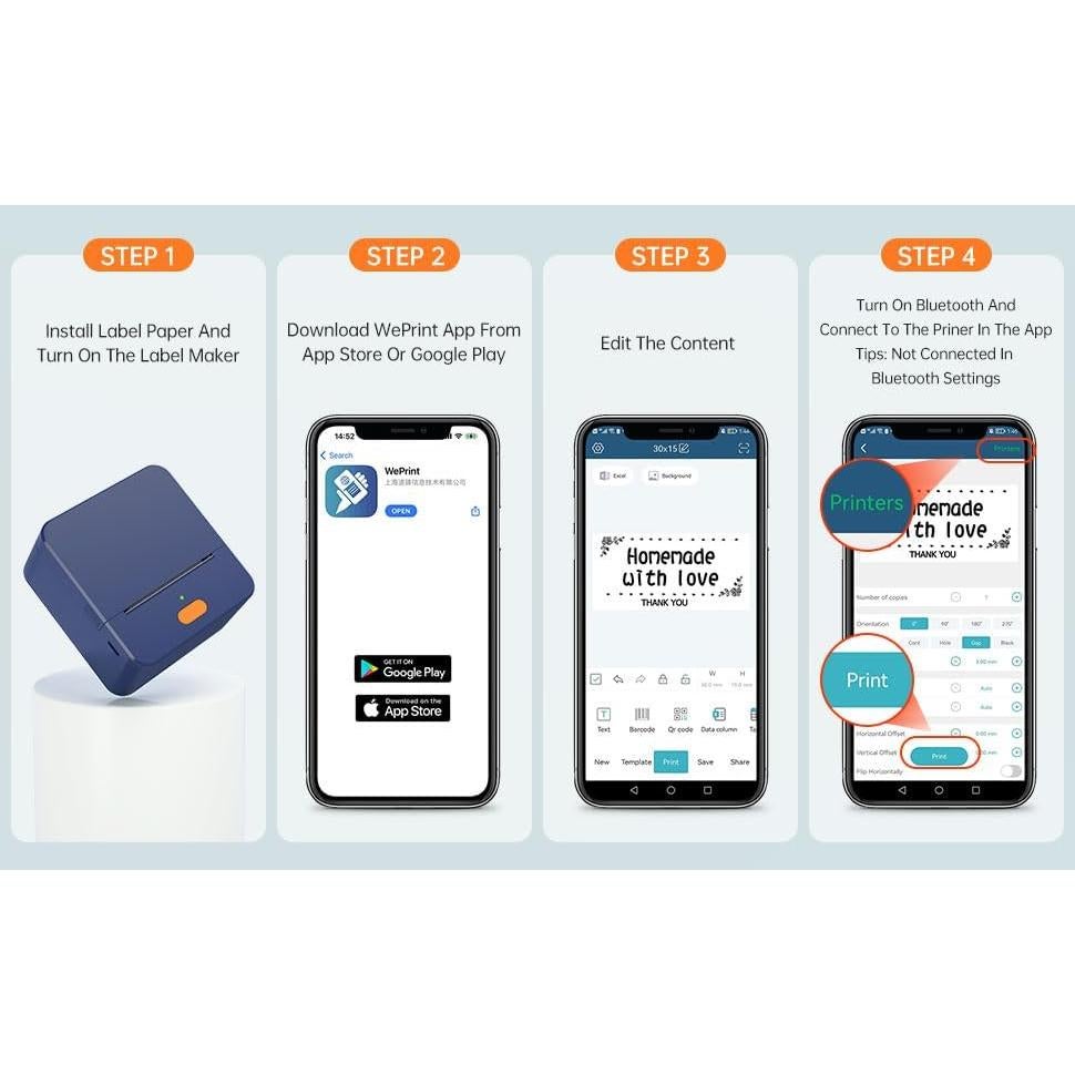 Impresora de Etiquetas Térmica DETONGER P1 Bluetooth 58mm