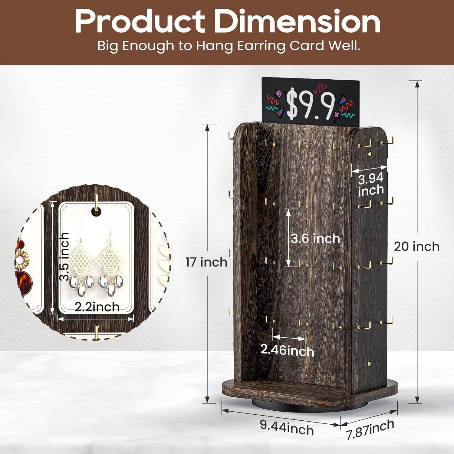 Soporte de Exhibición de Joyería Rotativo ORLESS Negro 40 Ganchos