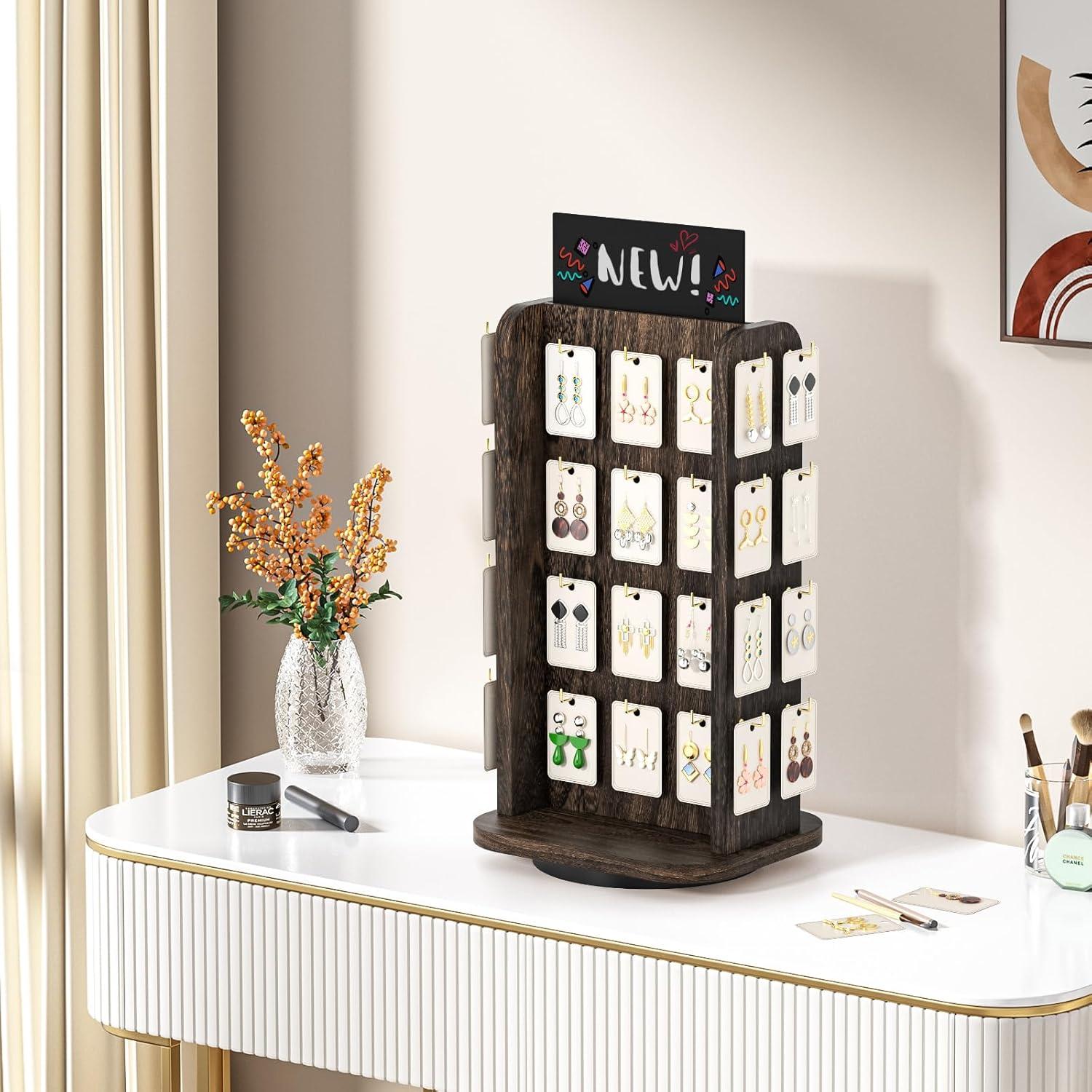 Soporte de Exhibición de Joyería Rotativo ORLESS Negro 40 Ganchos