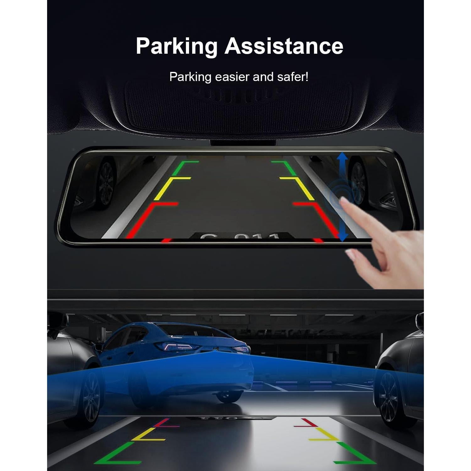 Cámara de Espejo YKT H9-2 4K con Pantalla Táctil 10" y GPS