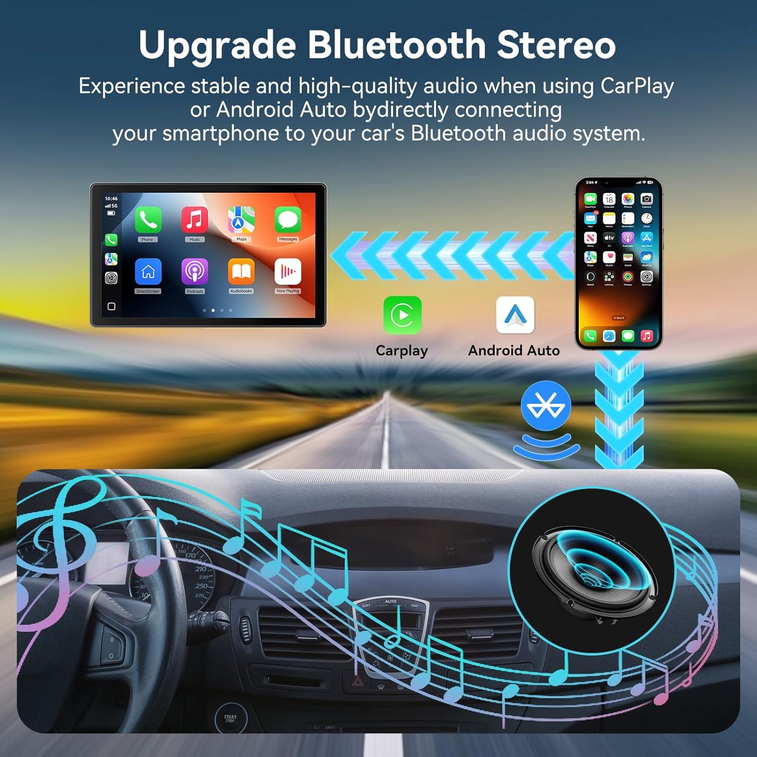 Pantalla Inalámbrica Portátil Carplay 8" Carpeer con GPS y Cámara 4K