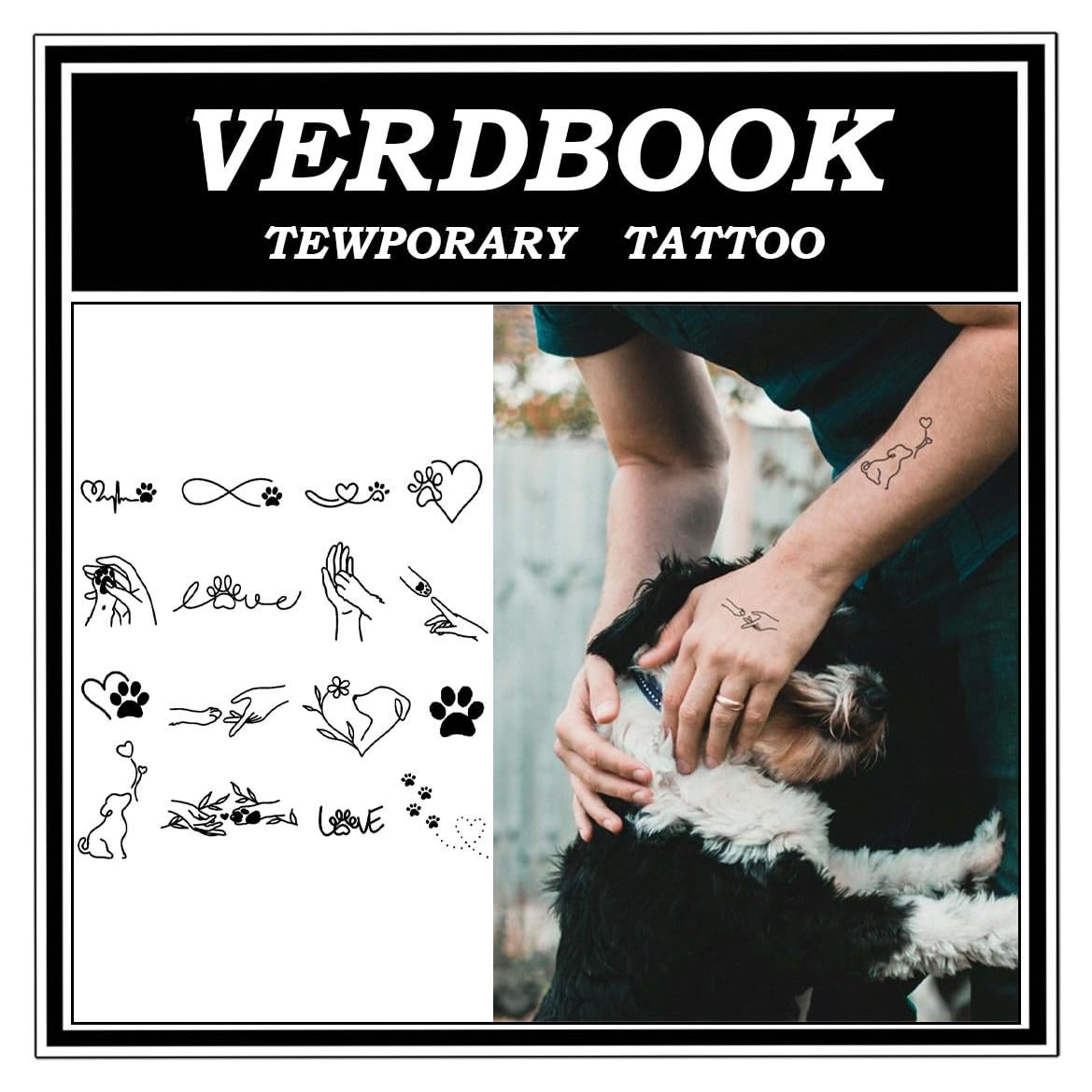 Kit de Tatuajes Temporales Impermeables VERDBOOK - 2 Hojas