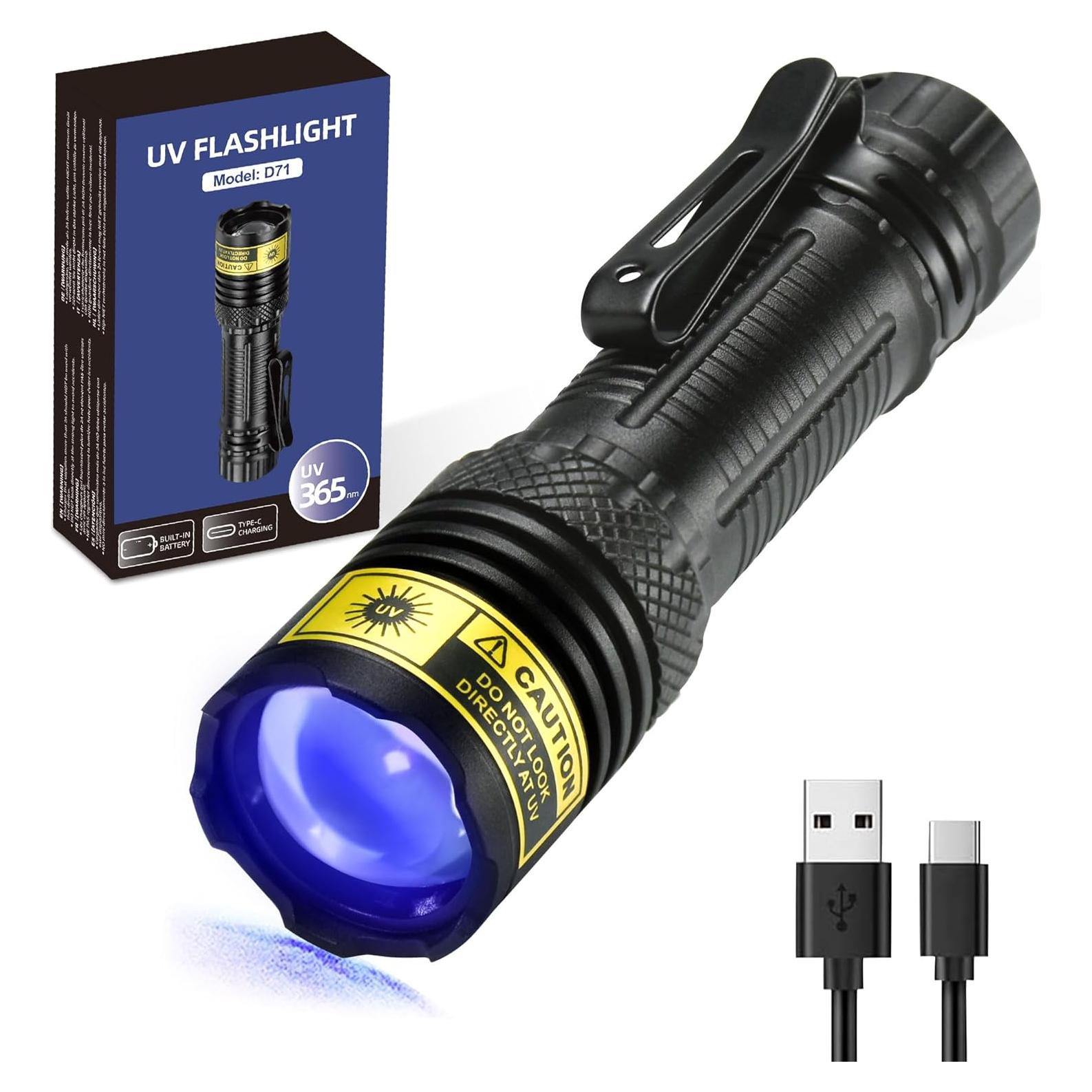 Linterna UV 365nm DARKDAWN Mini LED Recargable USB-C 10W