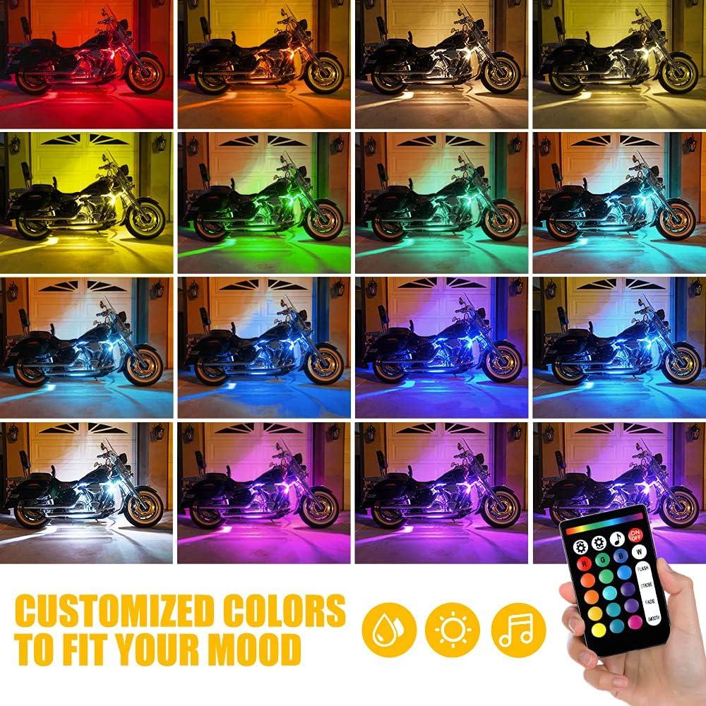 Kit de Luces LED RGB Xprite 8PCS a Prueba de Agua para Motocicleta