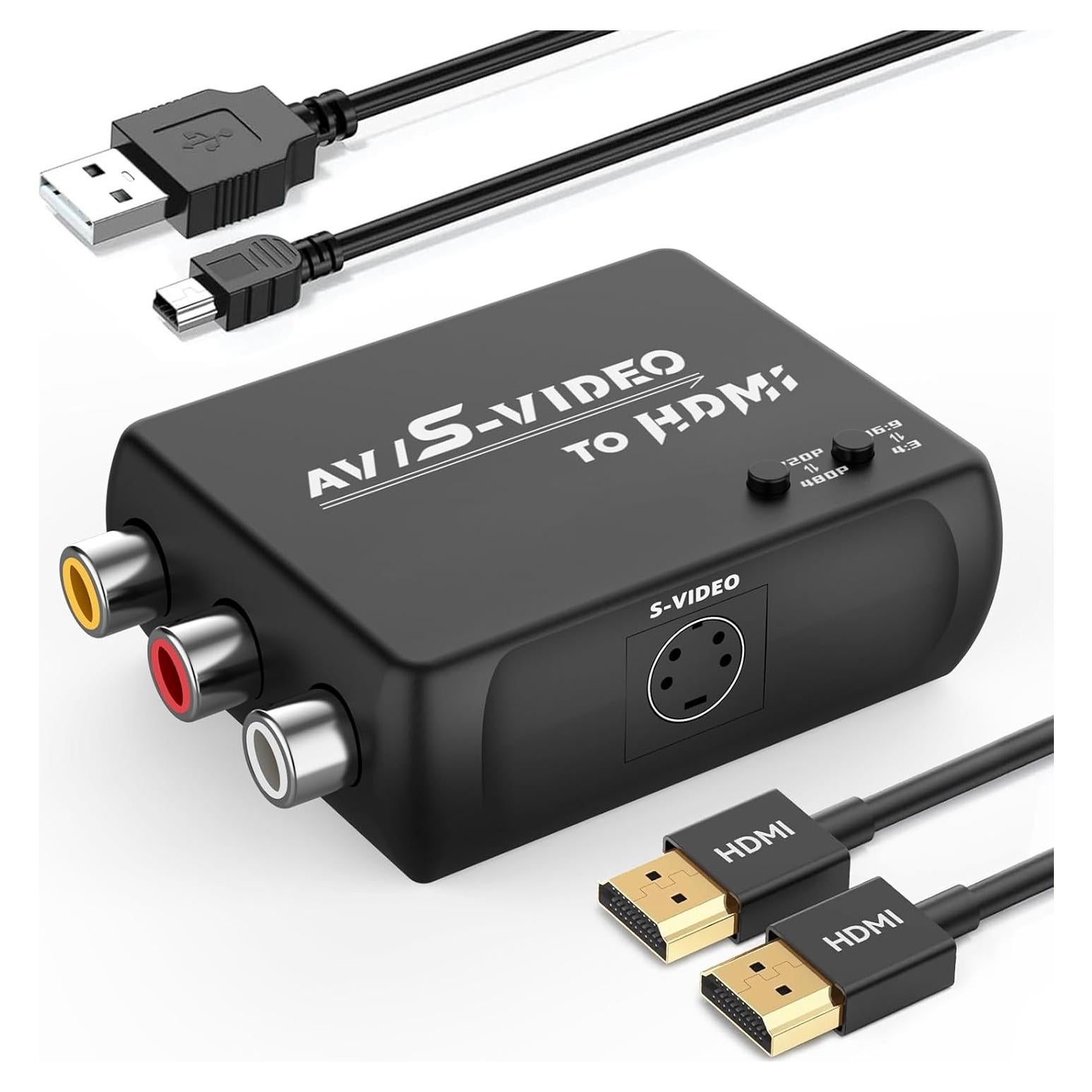 Convertidor RCA S-Video a HDMI 720P/480P HTDYOO Negro