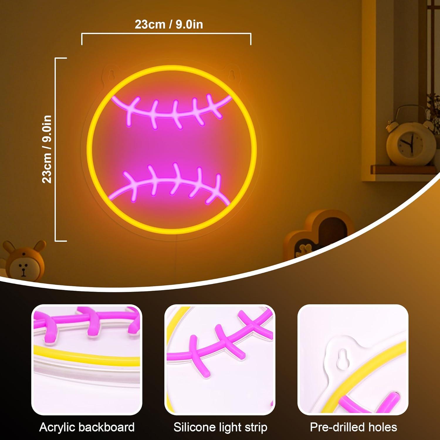 Luz de Neón LED Softball OkiyiD 40.96x29.97cm USB