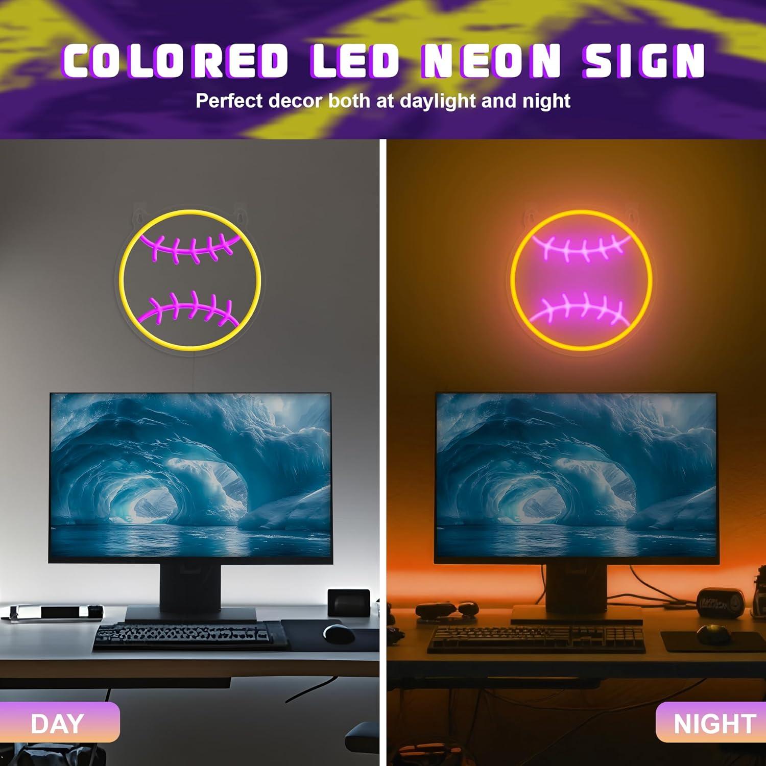 Luz de Neón LED Softball OkiyiD 40.96x29.97cm USB