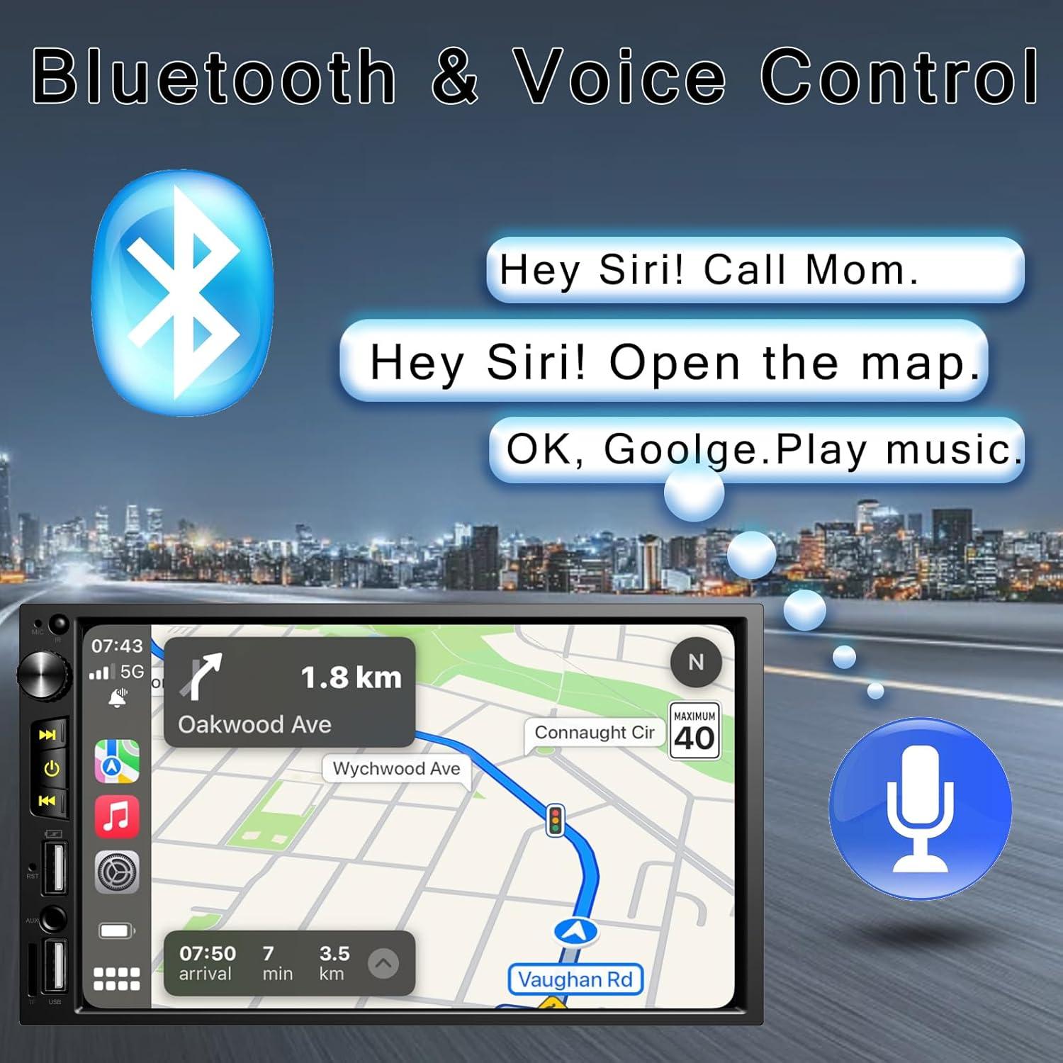 Estéreo de Coche Doble Din Nideocion TS20 7" Bluetooth GPS