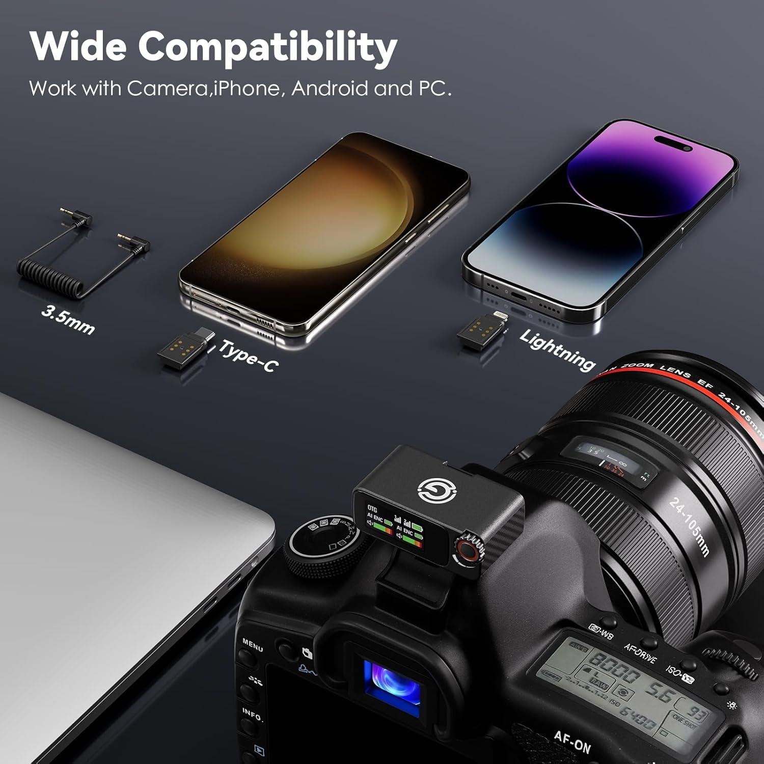 Micrófono Inalámbrico Gamiity M15 con Cancelación de Ruido AI