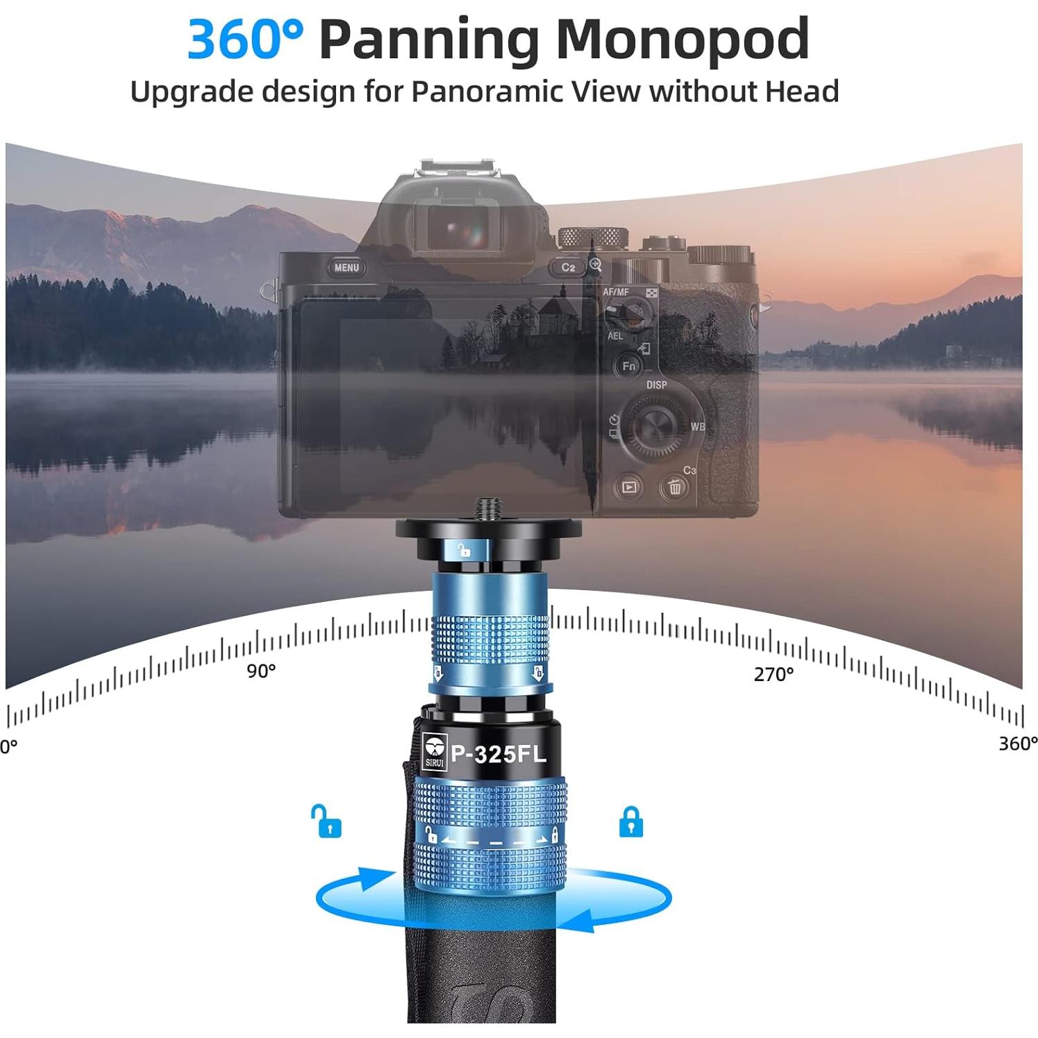 Monopie SIRUI P-325FL Fibra de Carbono 67" 10kg 360°