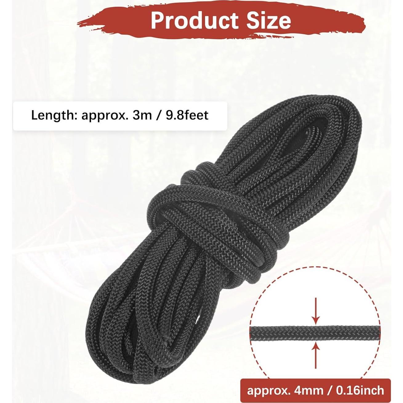 Cuerda de Camping Paracord TIXIPEM 4mm 3m Negra 550LB