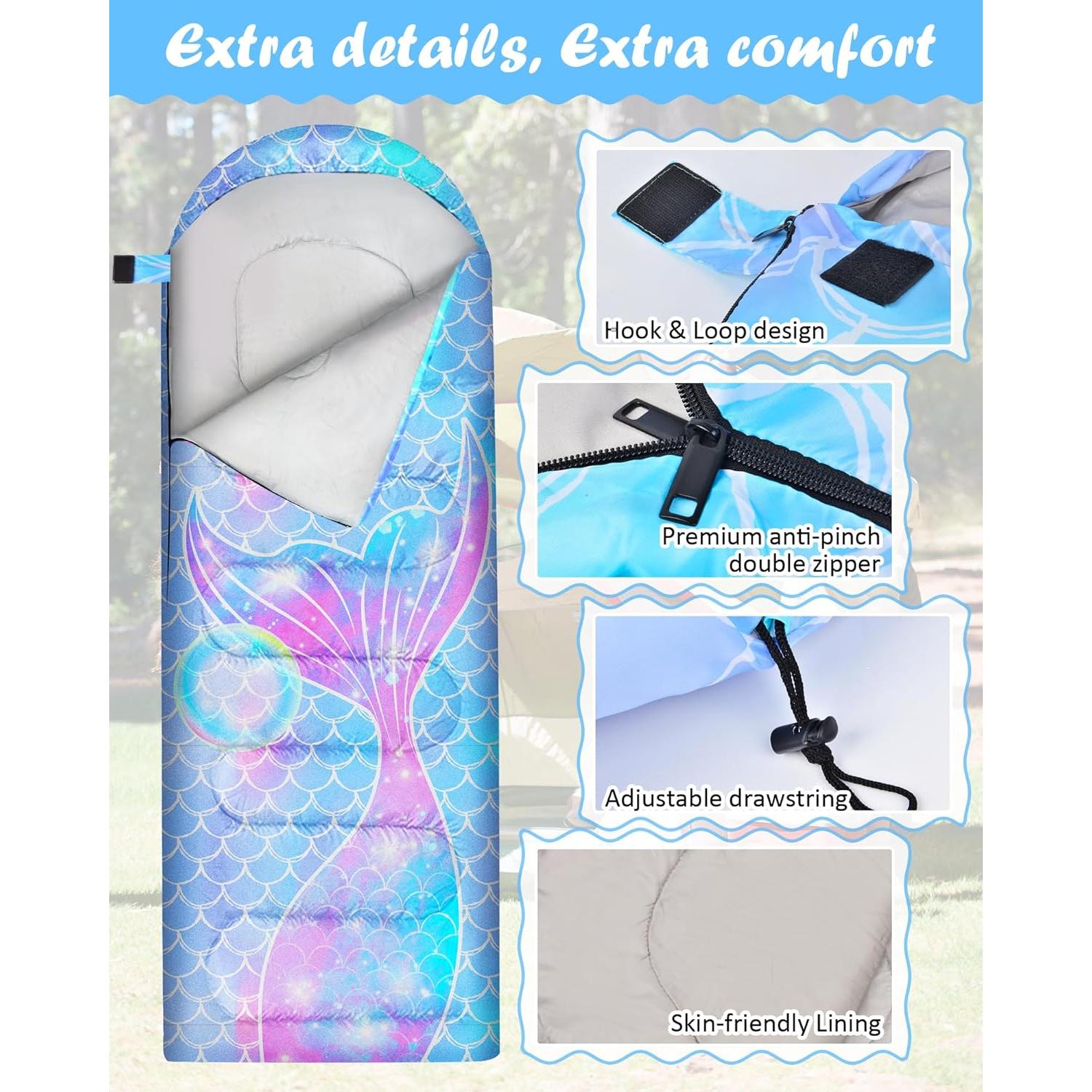 Saco de dormir PAMAID para niños 3 estaciones 10-26°C ligero