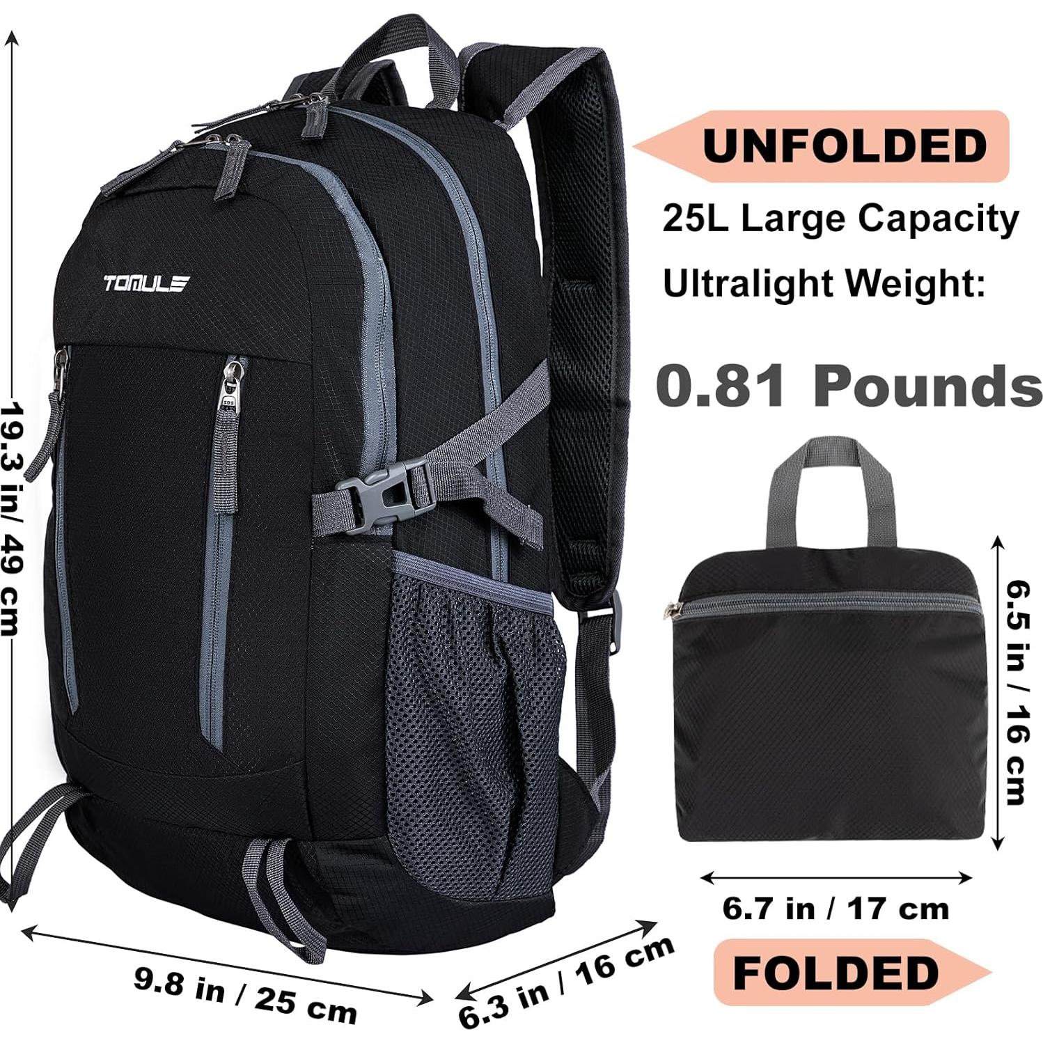 Mochila de Senderismo TOMULE 25L Impermeable Unisex Nylon