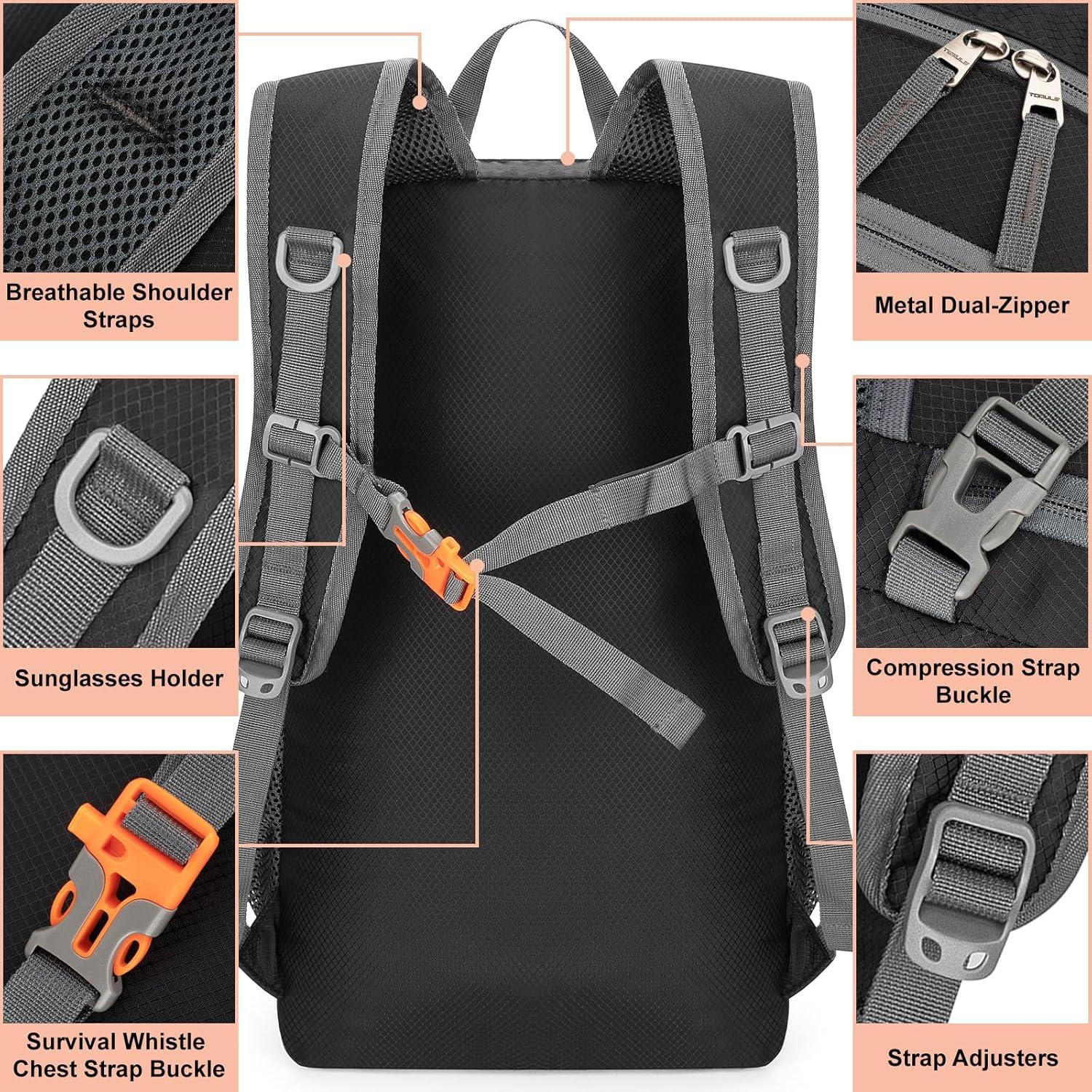 Mochila de Senderismo TOMULE 25L Impermeable Unisex Nylon