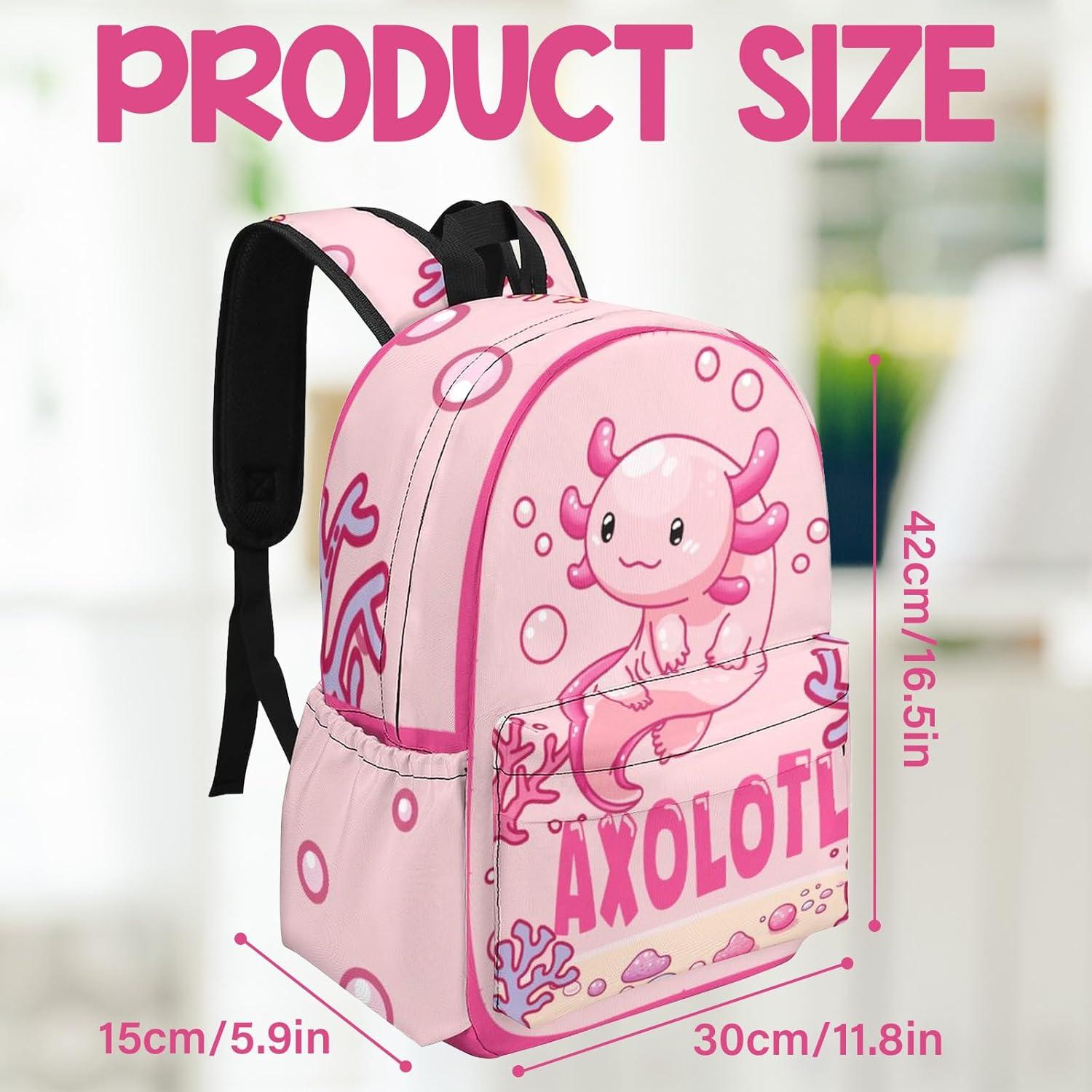 Mochila Escolar Axolotl 42 cm con Correas Ajustables