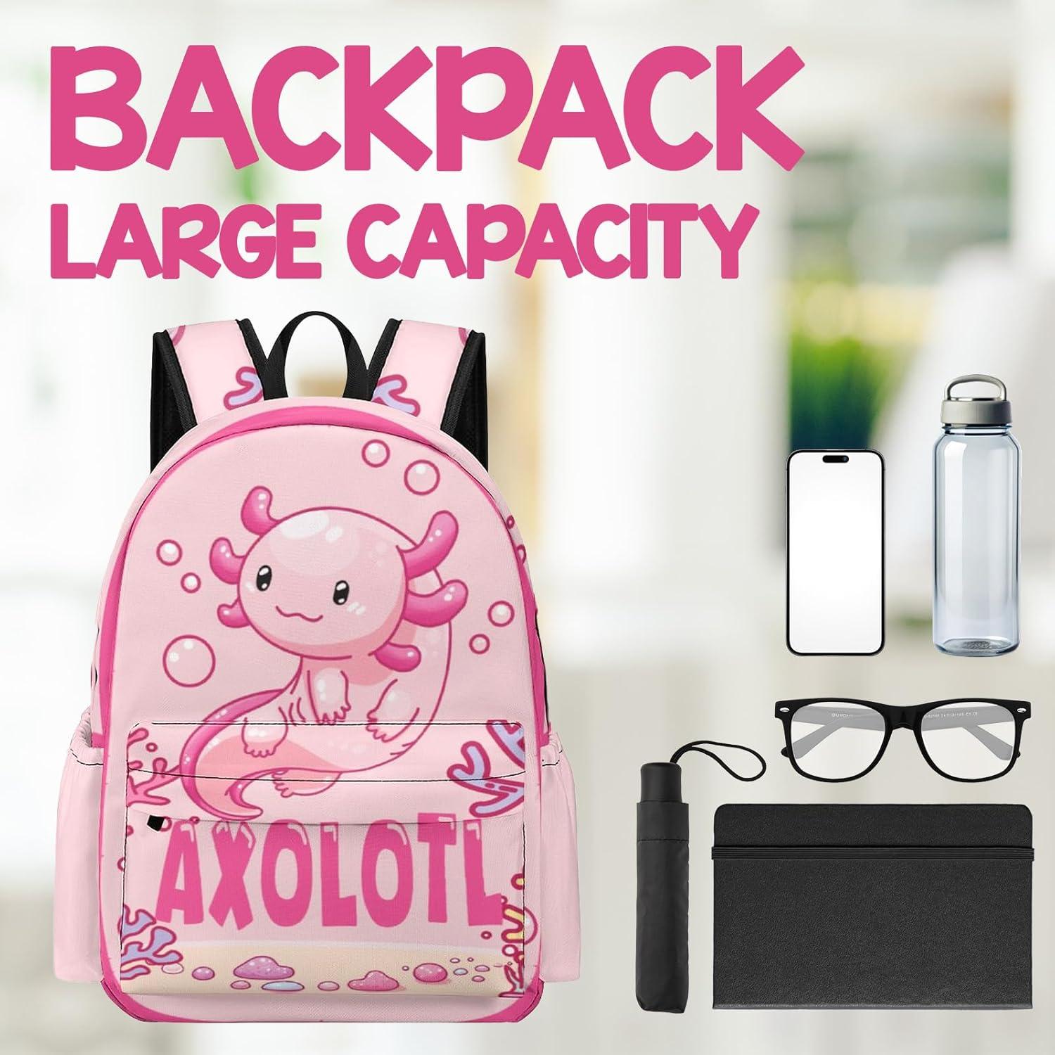 Mochila Escolar Axolotl 42 cm con Correas Ajustables